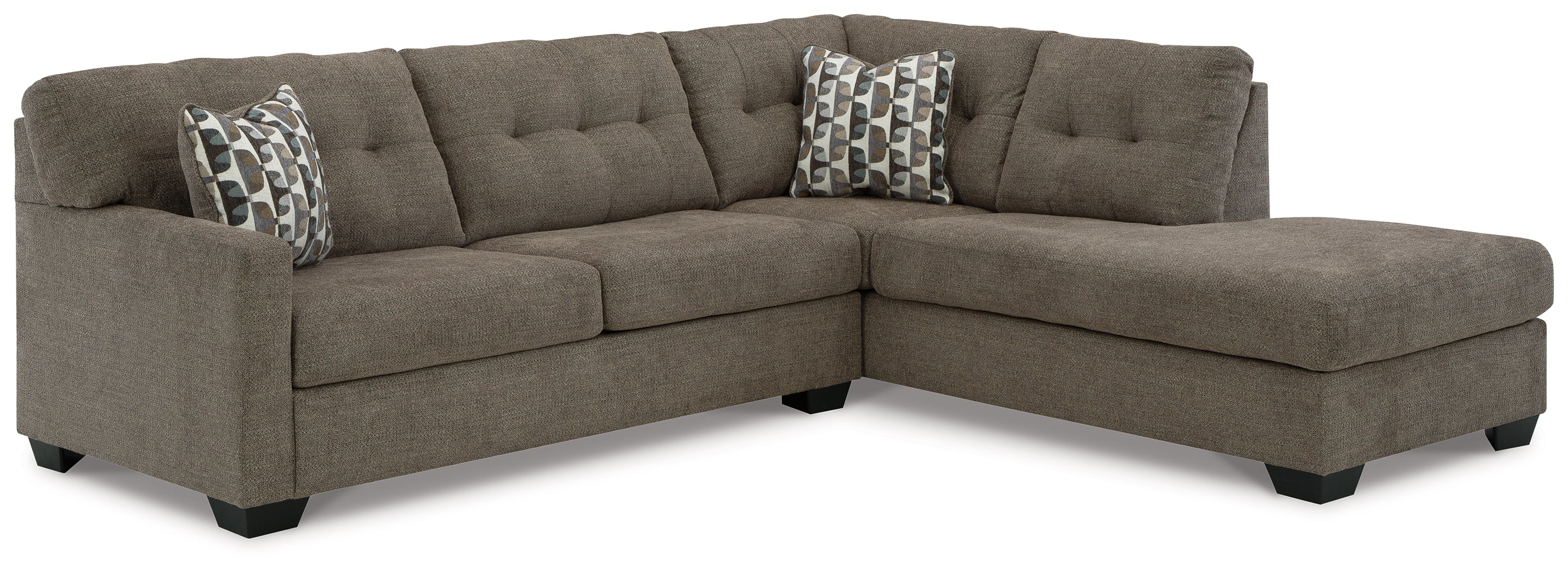 Mahoney 2-Piece Sectional with Ottoman in Chocolate - PKG015088