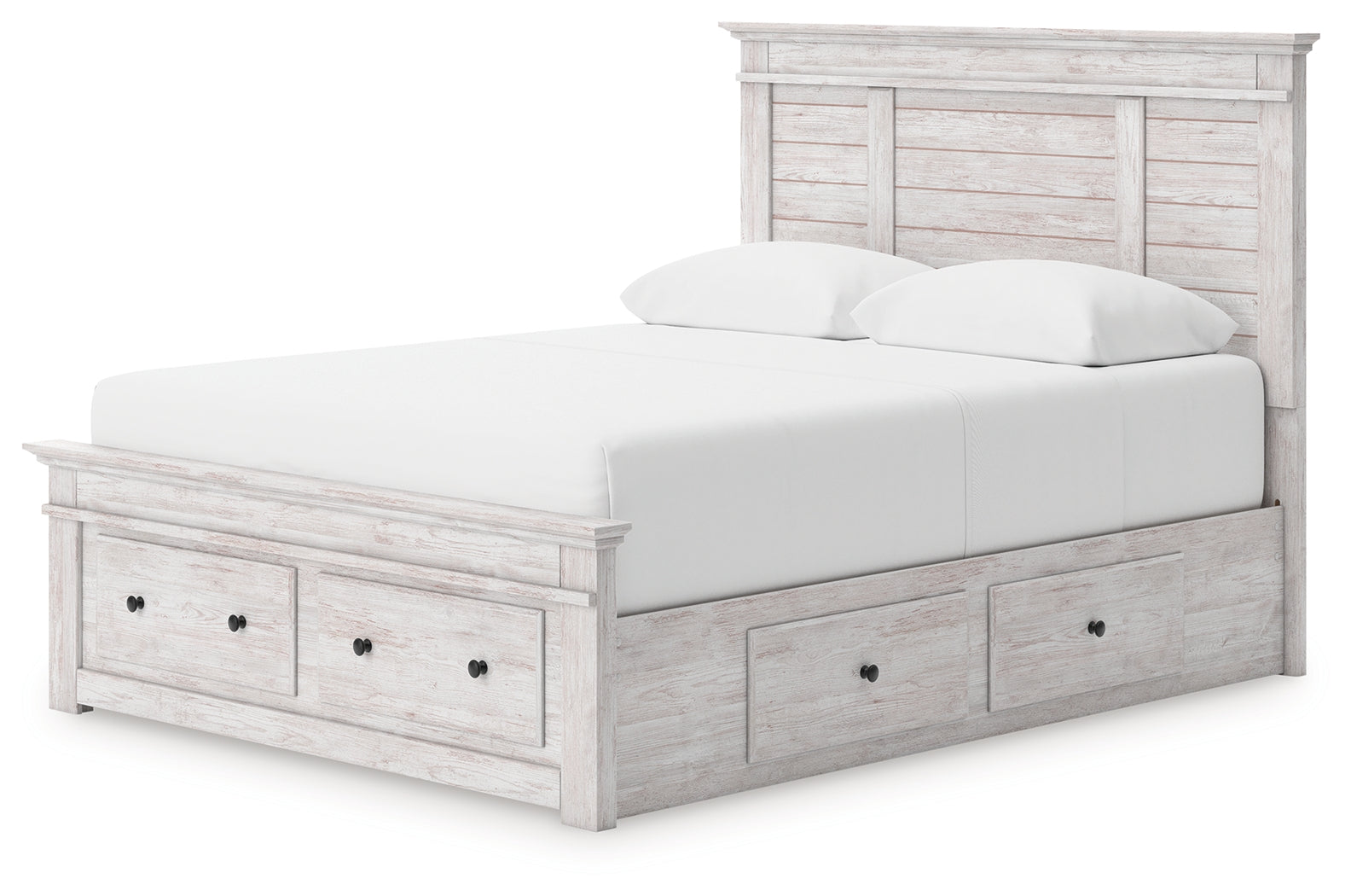 Makidern Whitewash Queen Panel Storage Bed - PCB1171B10