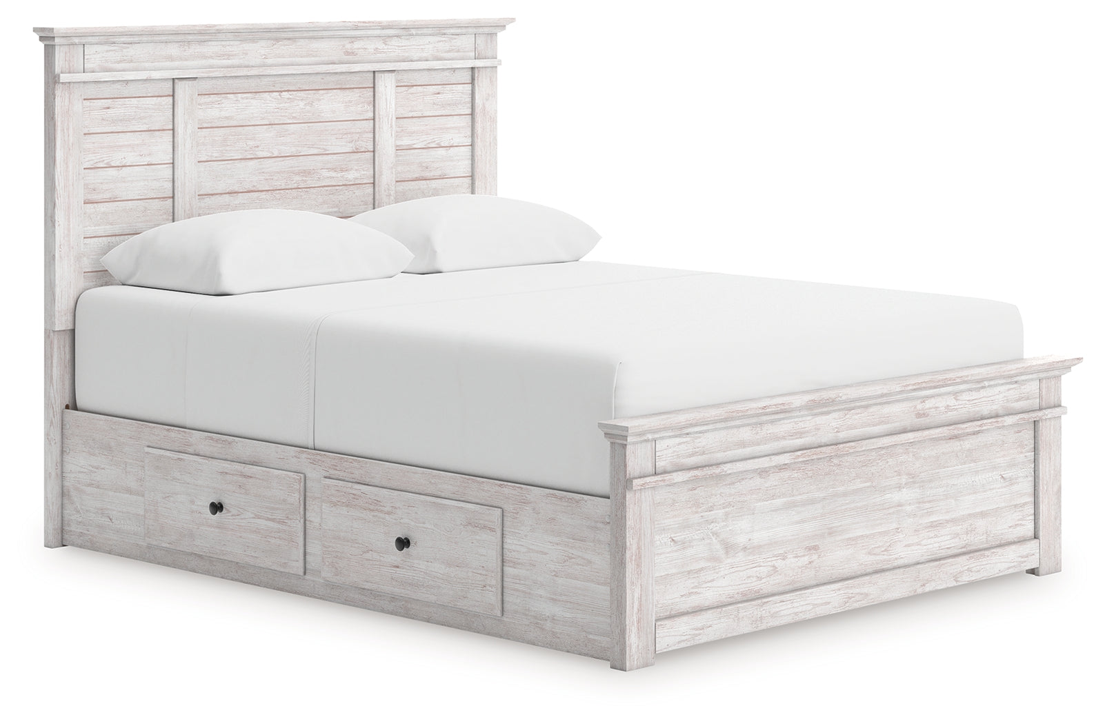 Makidern Whitewash Queen Panel Storage Bed - PCB1171B16
