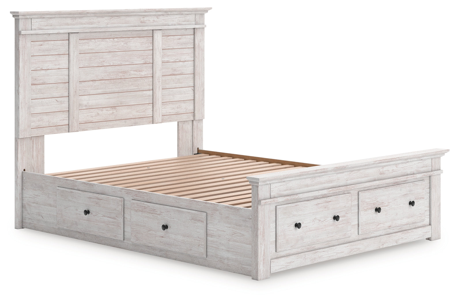 Makidern Whitewash Queen Panel Storage Bed - PCB1171B9