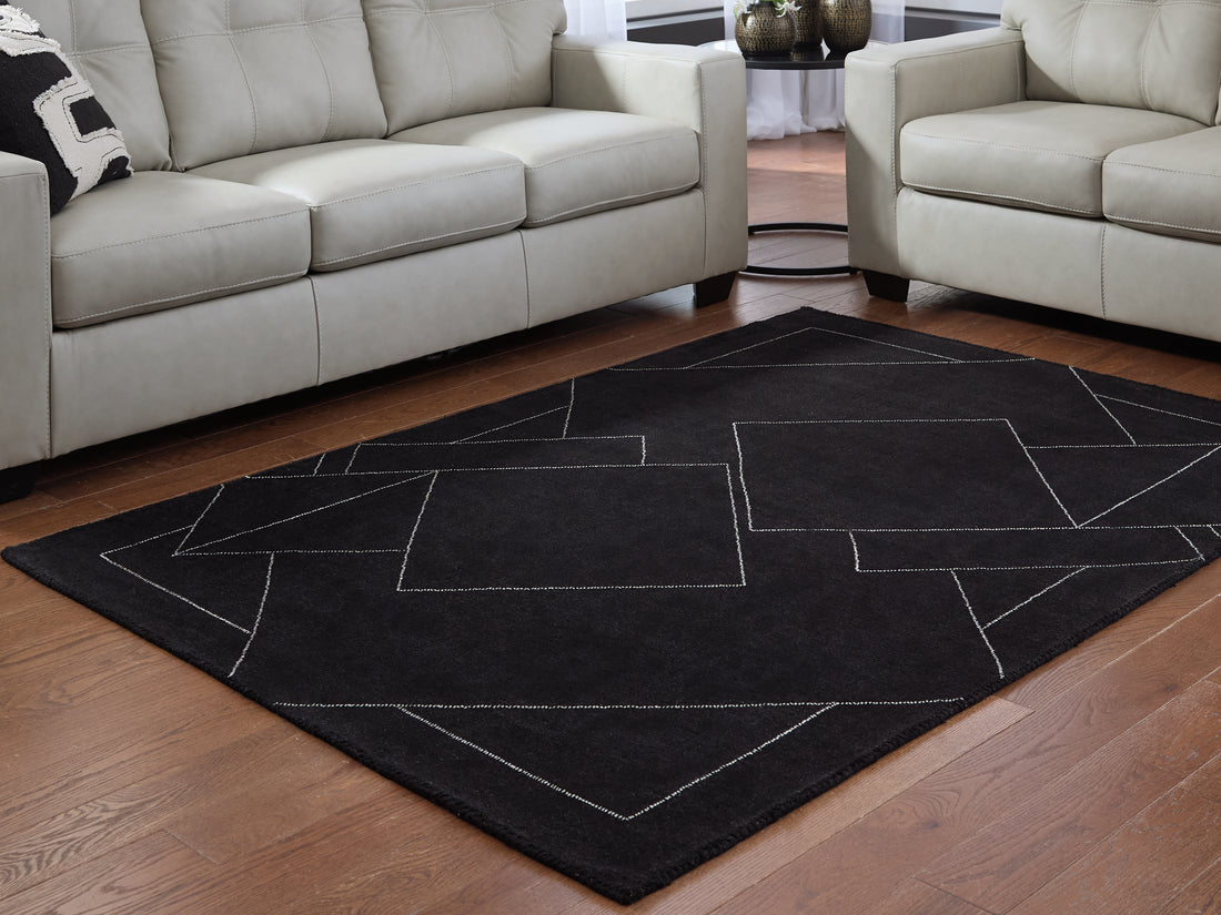 Marav Black/White Medium Rug - R407532