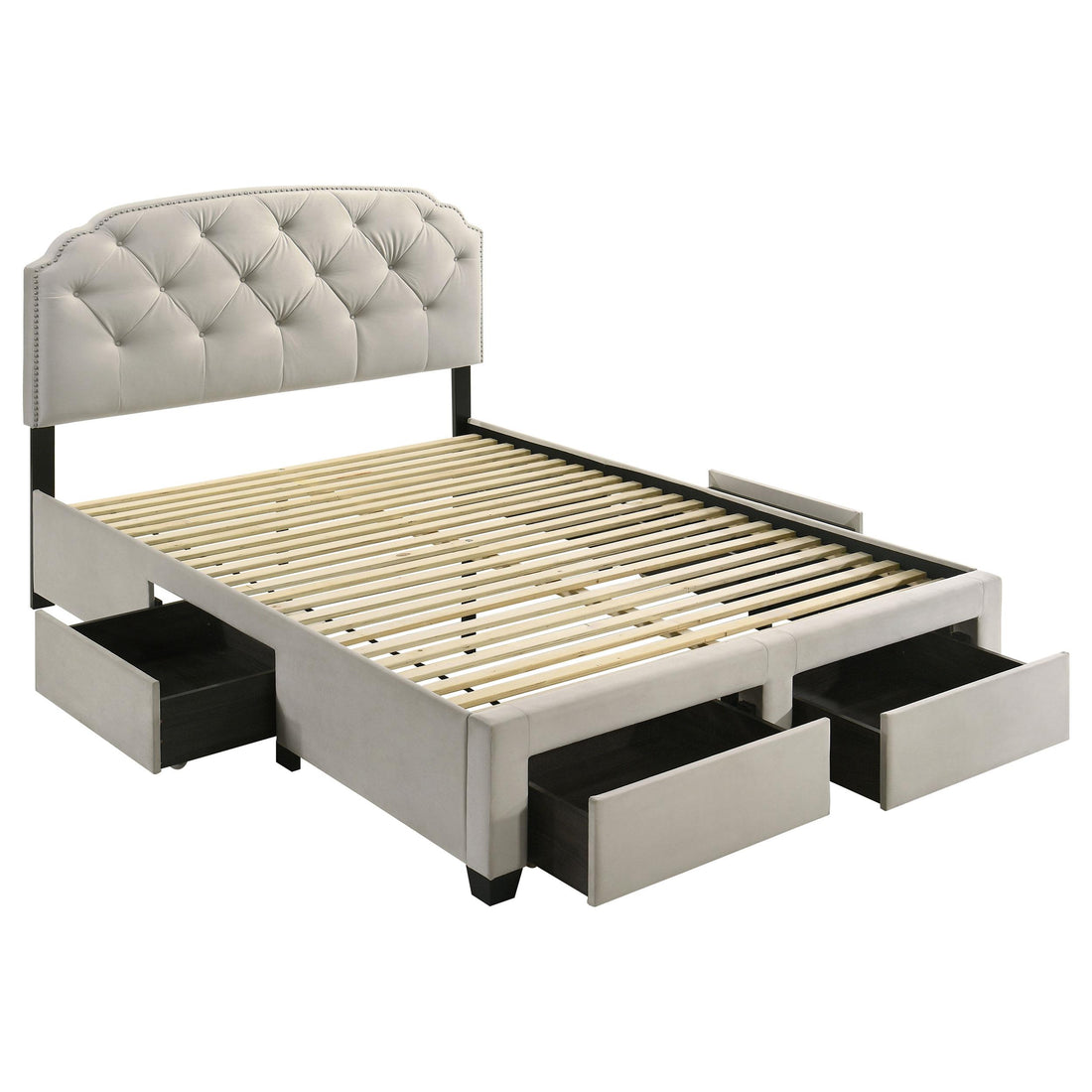 Marianna 4-drawer Upholstered Eastern King Storage Bed Cream - 316011KE