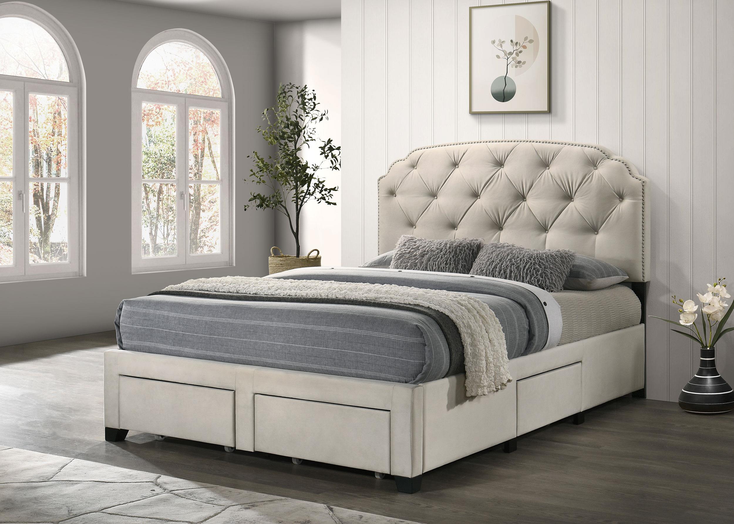 Marianna 4-drawer Upholstered Full Storage Bed Cream - 316011F