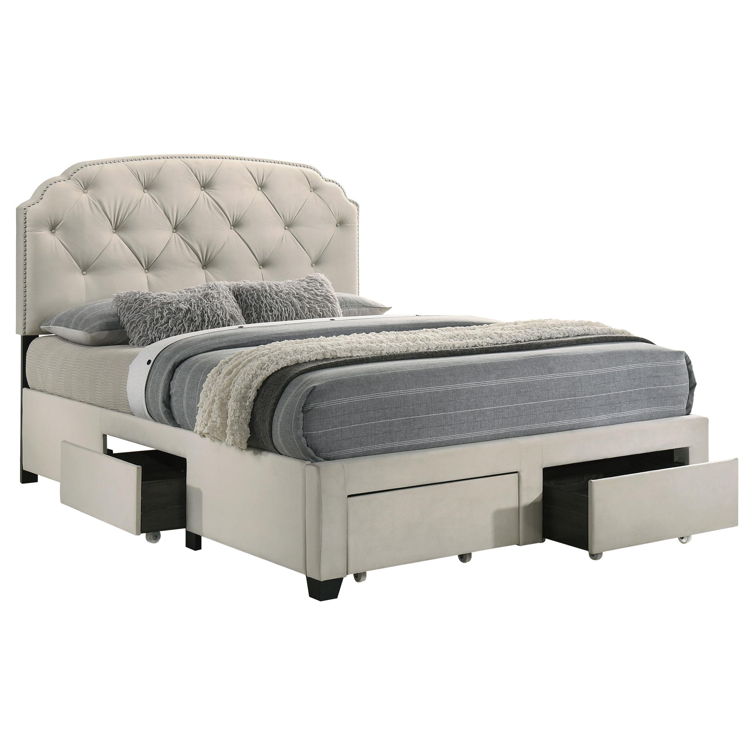 Marianna 4-drawer Upholstered Full Storage Bed Cream - 316011F