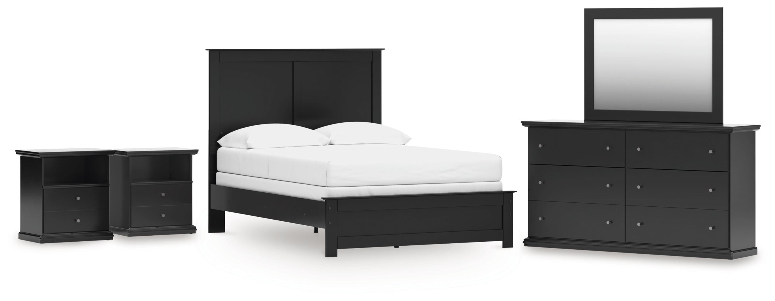 Maribel Full Panel Bed with Dresser, Mirror and 2 Nightstands - B138B77