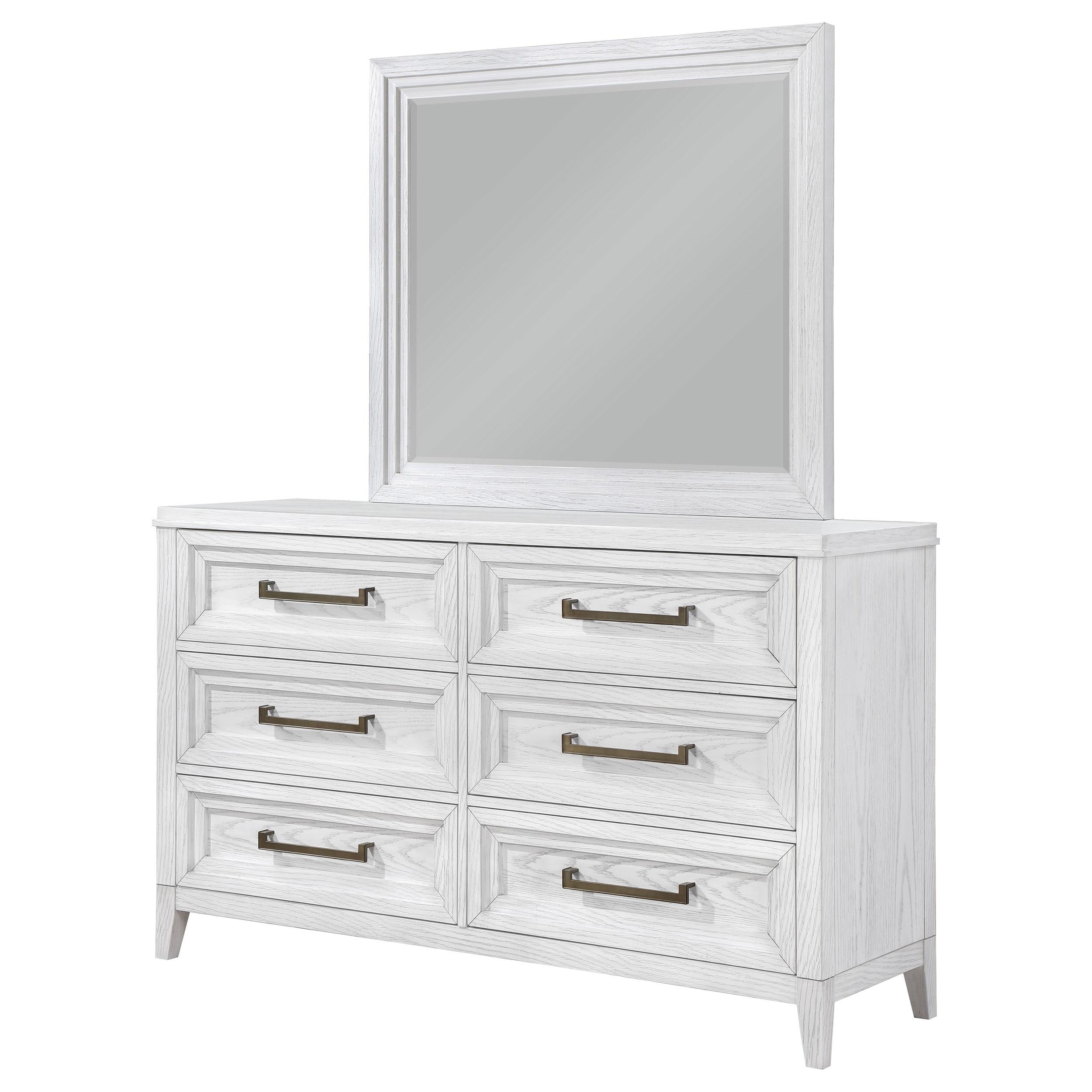 Marielle 6-drawer Dresser with Mirror Distressed White - 224843M
