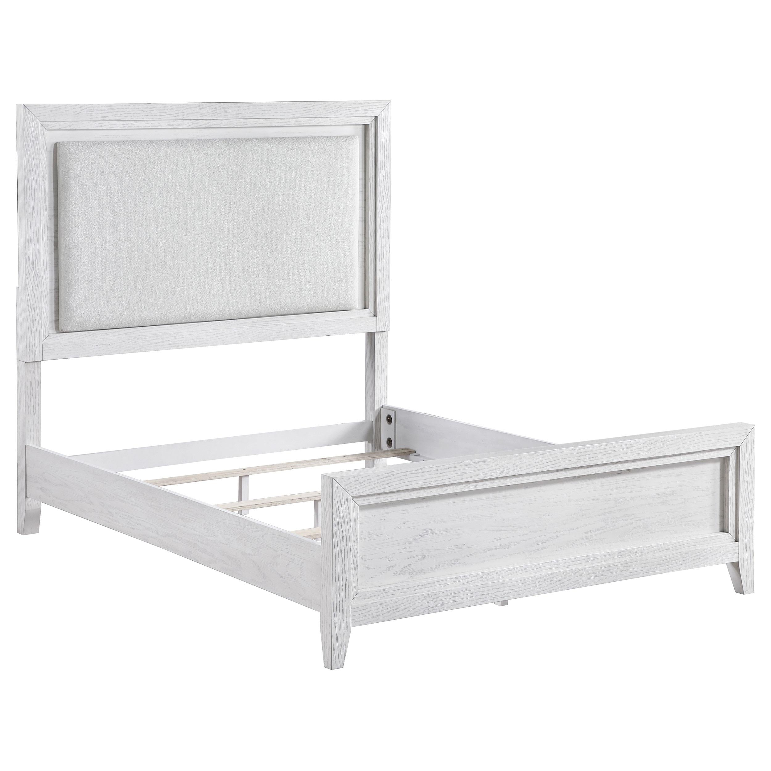 Marielle Eastern King LED Panel Bed Distressed White - 224841KE