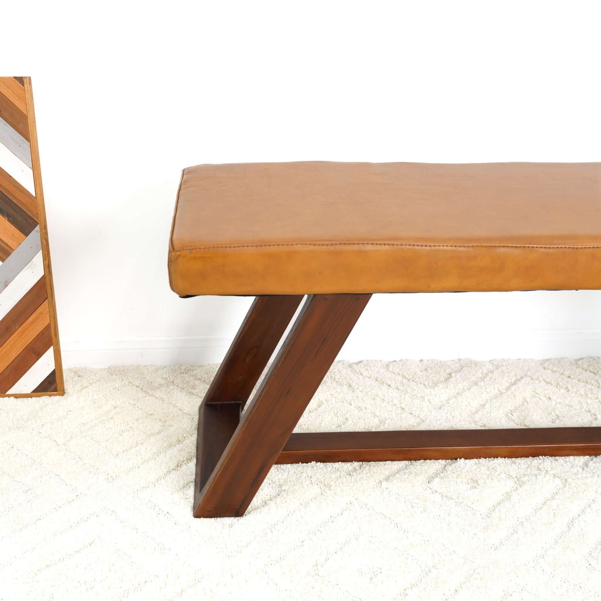 Marley Genuine Leather Bench In Tan - BEN01201301