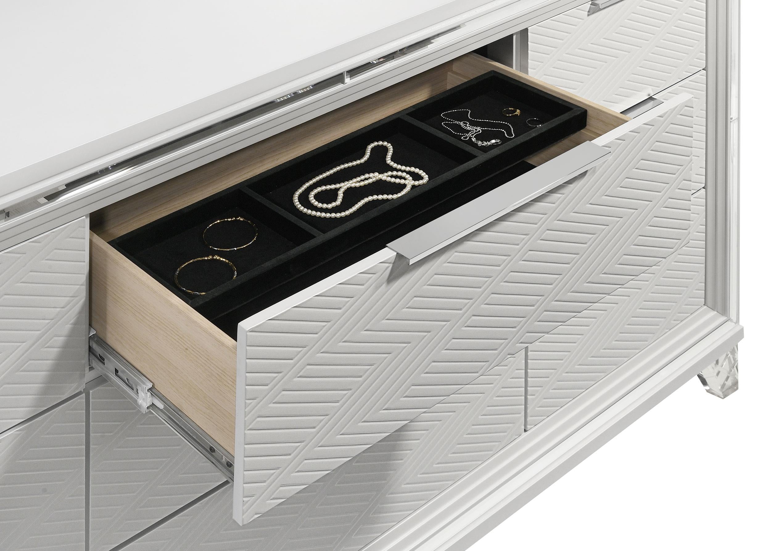 Marmore 9-drawer Dresser and LED Mirror White - 224963M