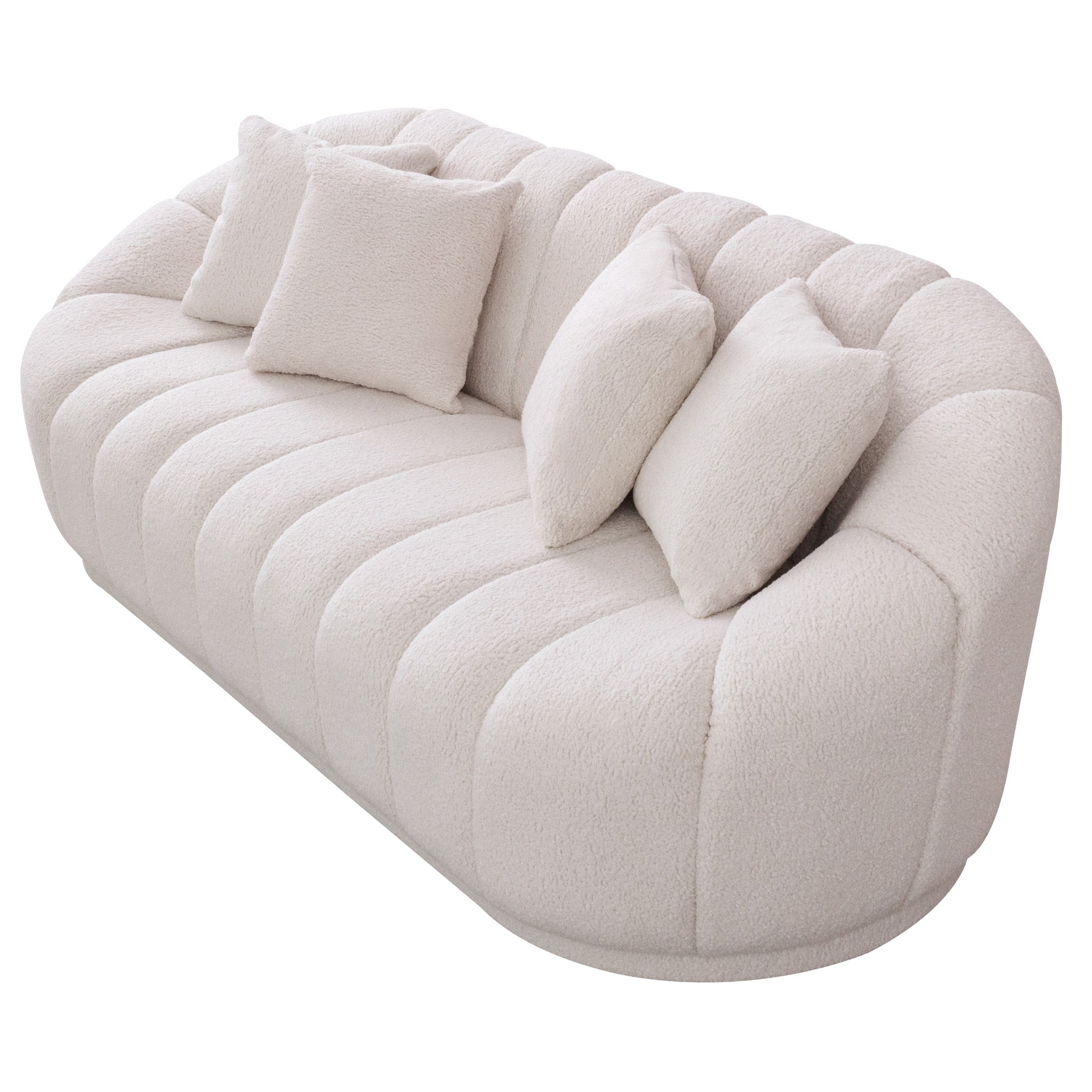 Maximilian Modern Japandi Style Tight Back Boucle Couches - SOF03001702