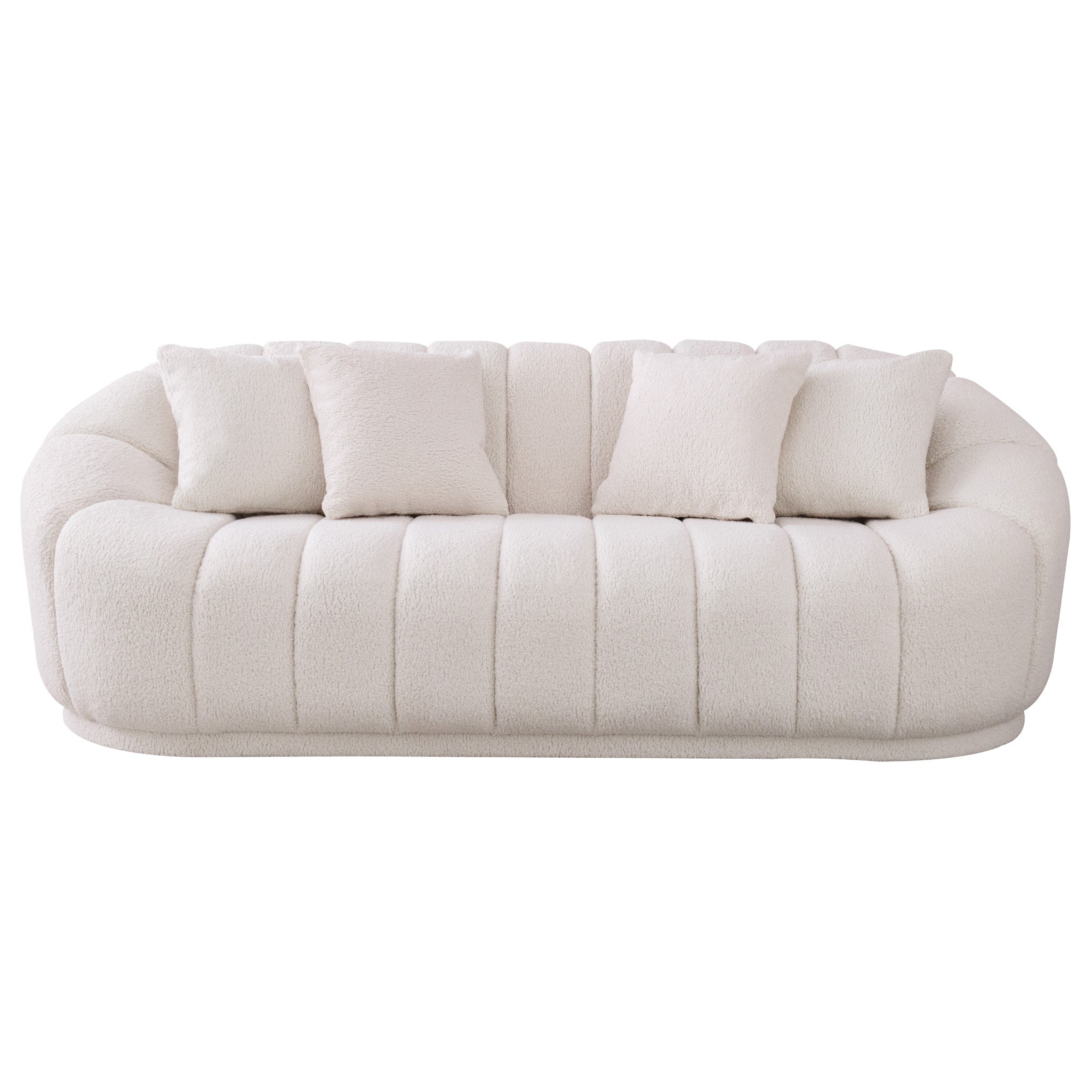 Maximilian Modern Japandi Style Tight Back Boucle Couches - SOF03001702