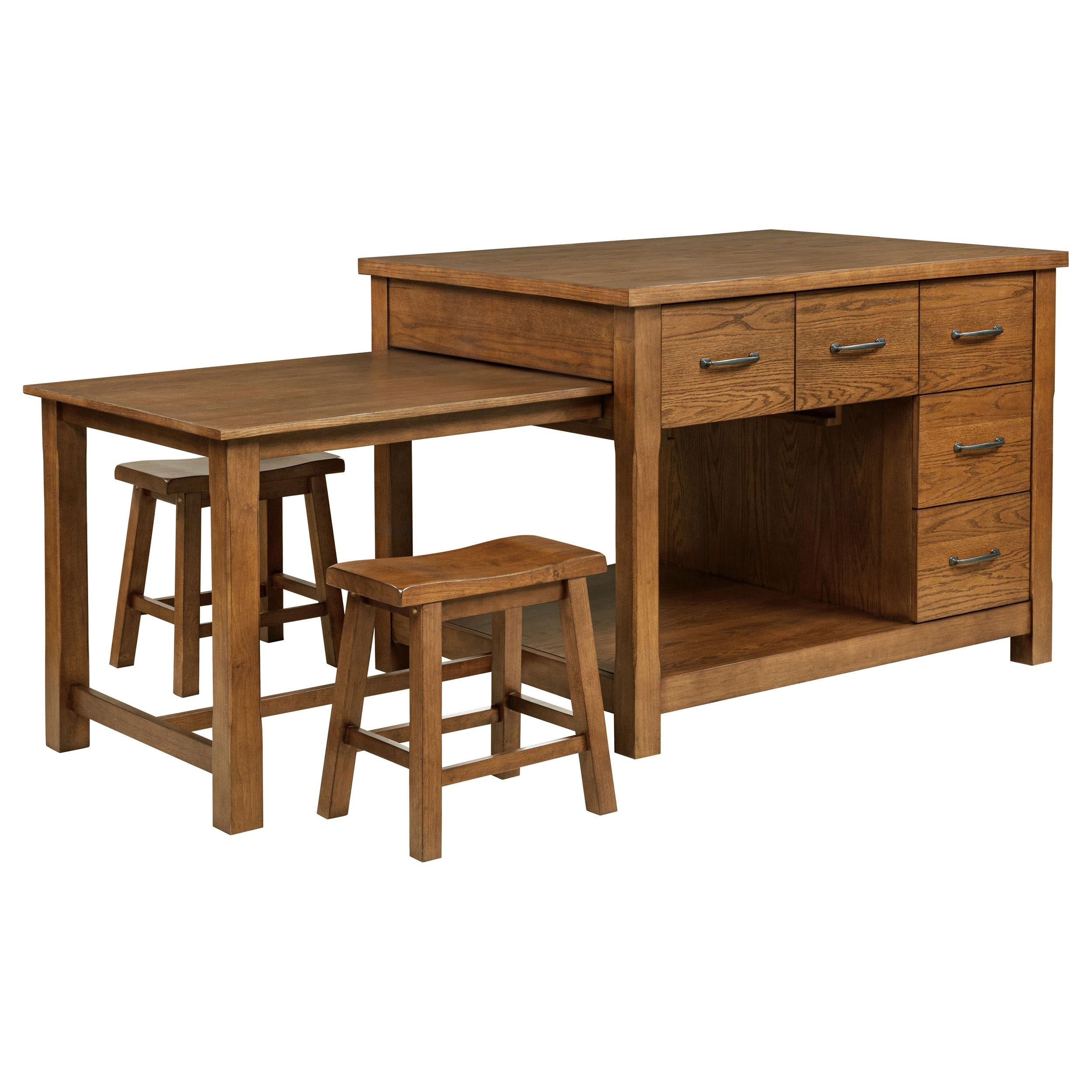 Mayfair 3-piece Kitchen Island with Extension Table Dark Oak - 182446