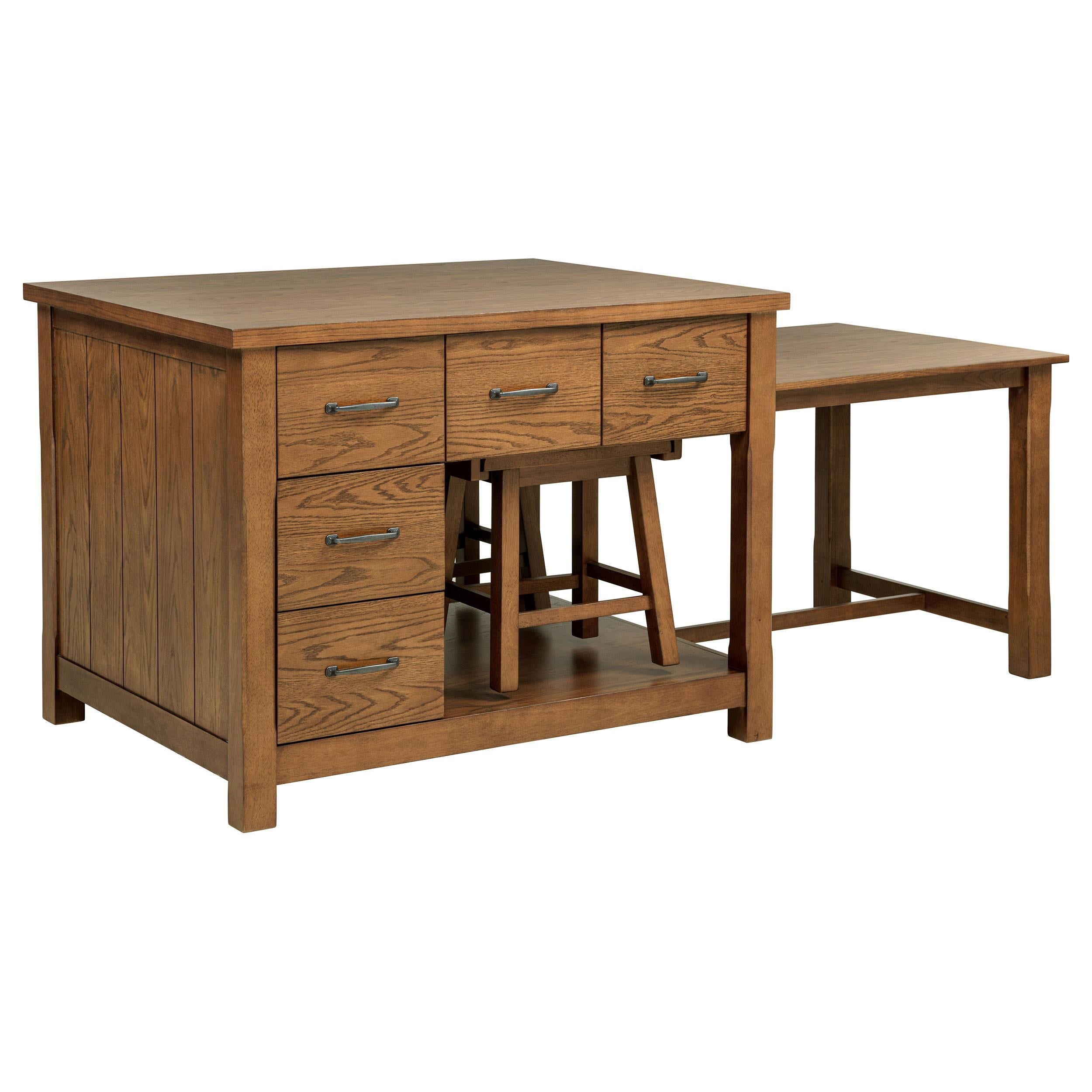 Mayfair 3-piece Kitchen Island with Extension Table Dark Oak - 182446