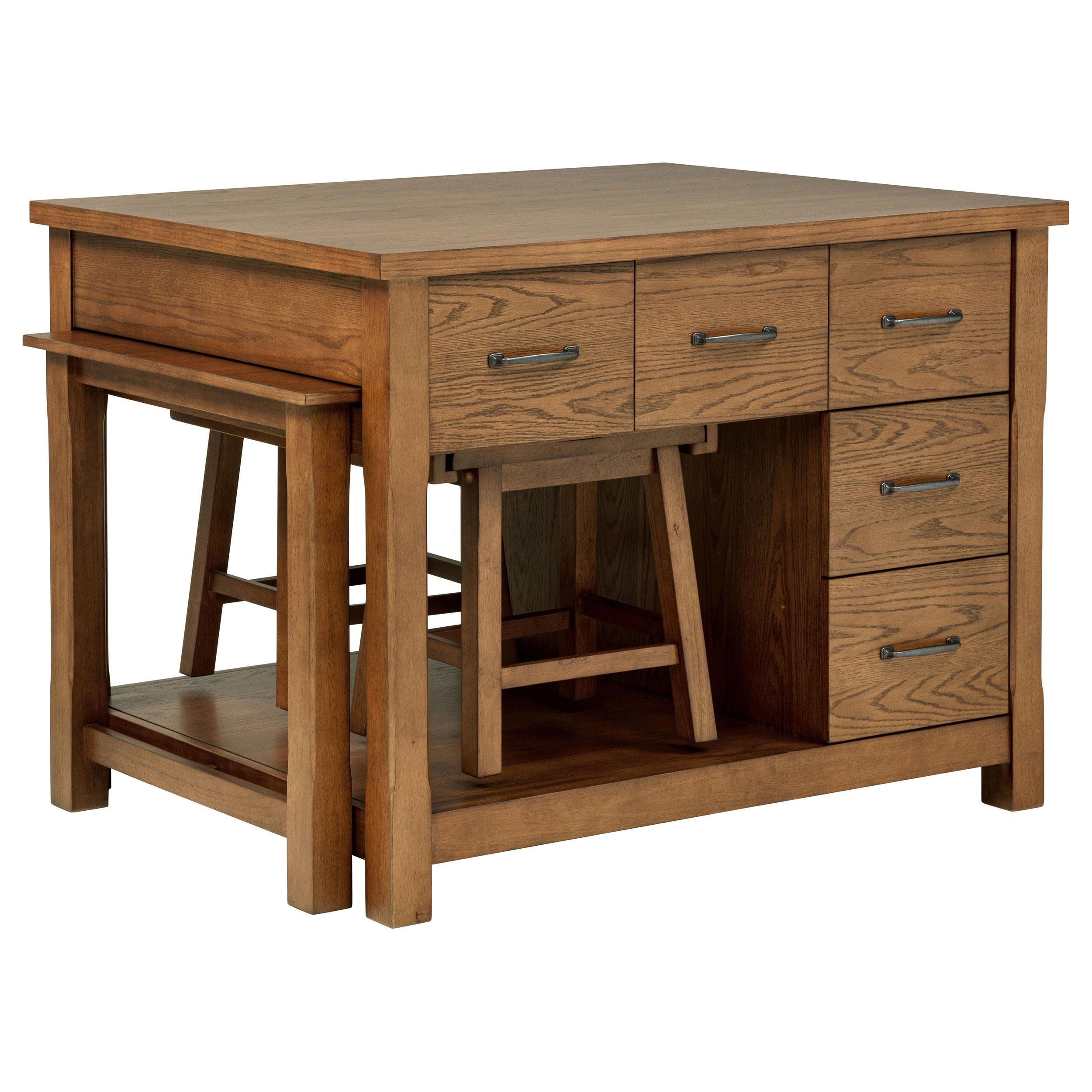 Mayfair 3-piece Kitchen Island with Extension Table Dark Oak - 182446