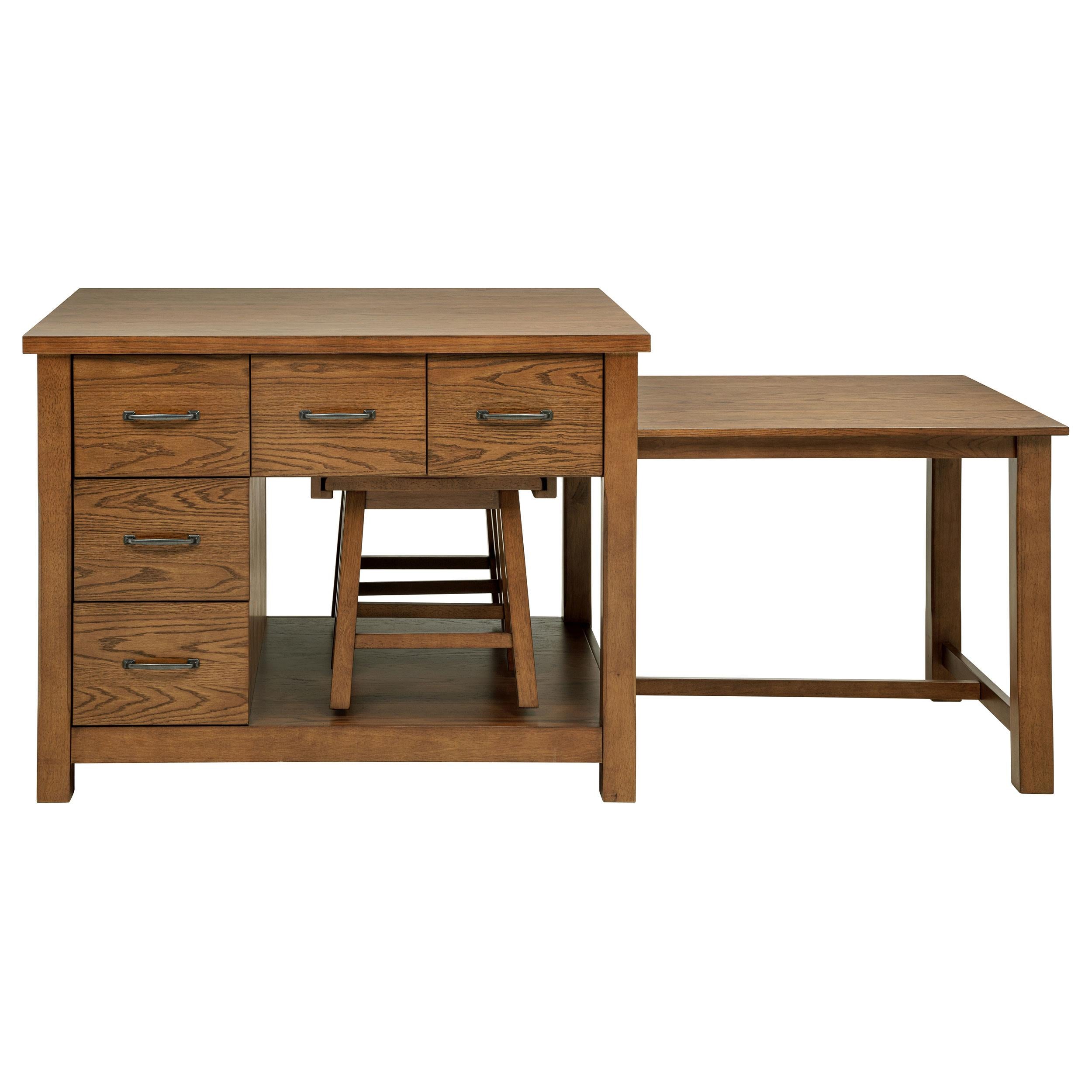 Mayfair 3-piece Kitchen Island with Extension Table Dark Oak - 182446