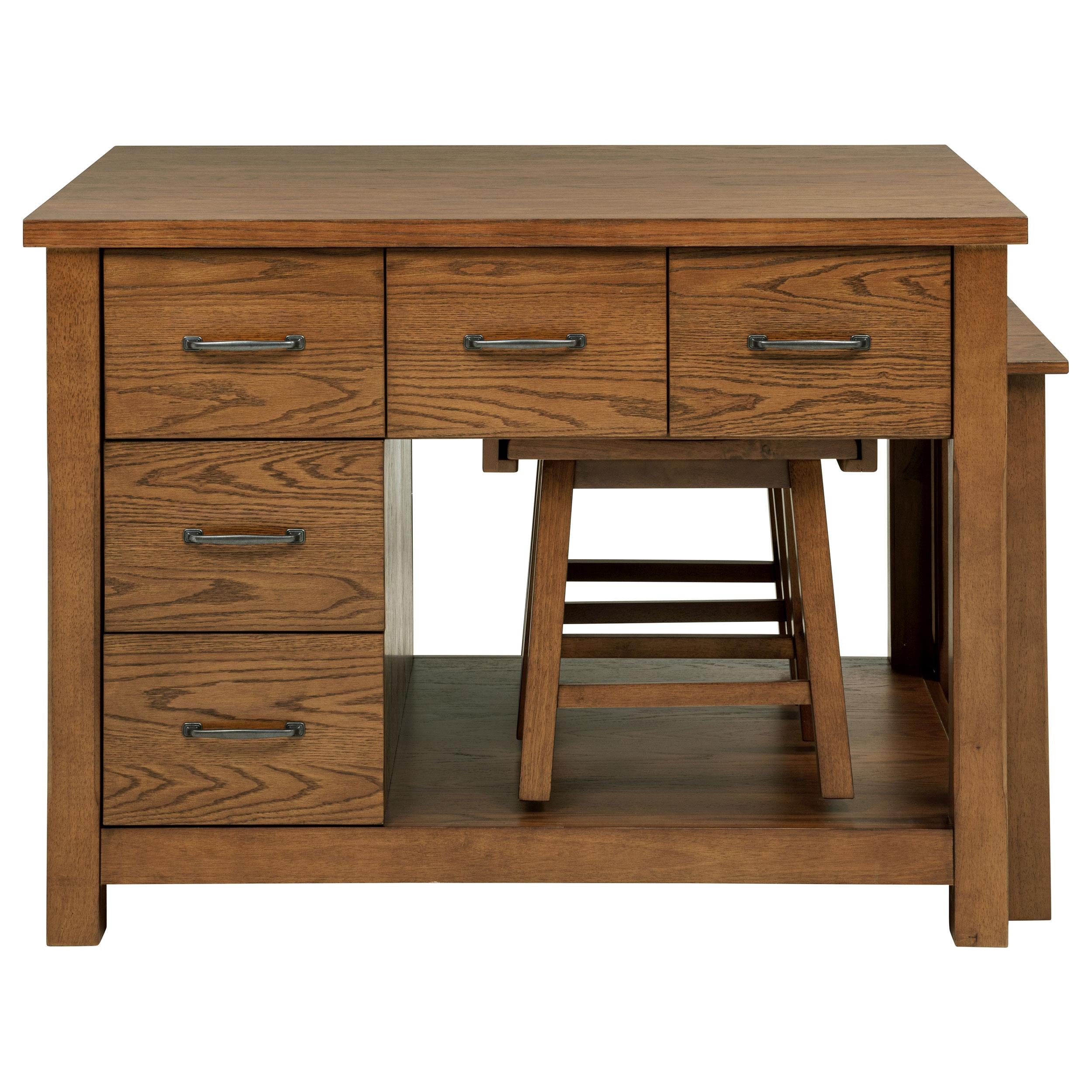 Mayfair 3-piece Kitchen Island with Extension Table Dark Oak - 182446