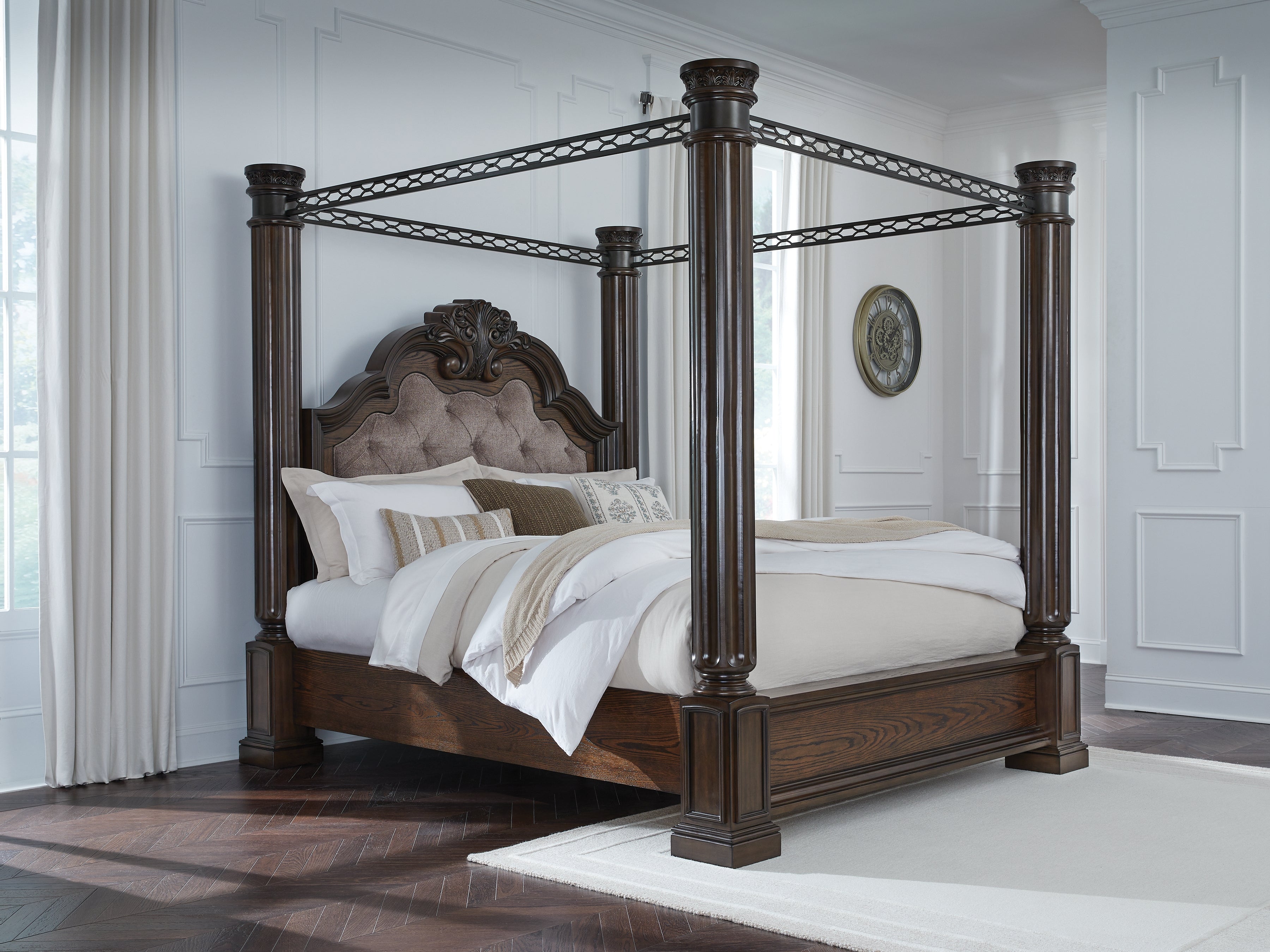 Maylee Dark Brown California King Canopy Bed - B947B11