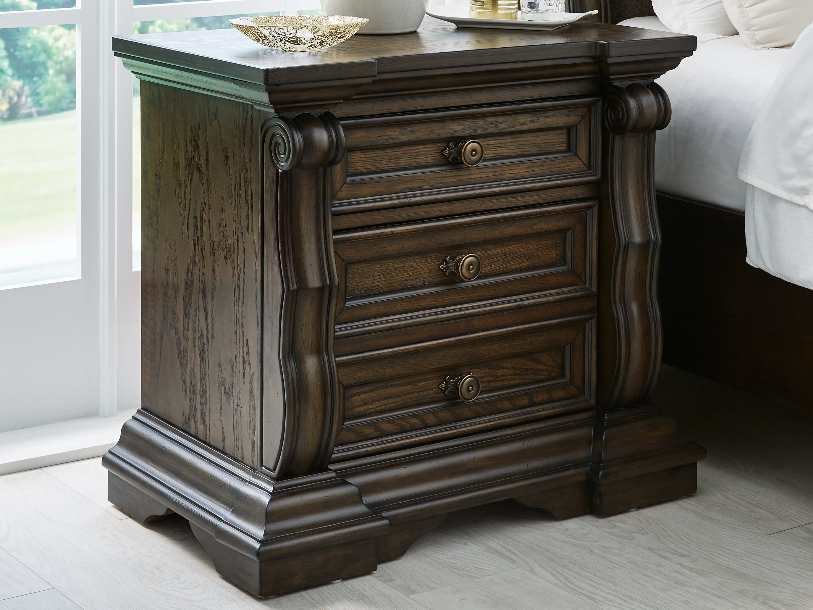 Maylee Queen Upholstered Bed, Dresser, Chest and Nightstand - B947B12