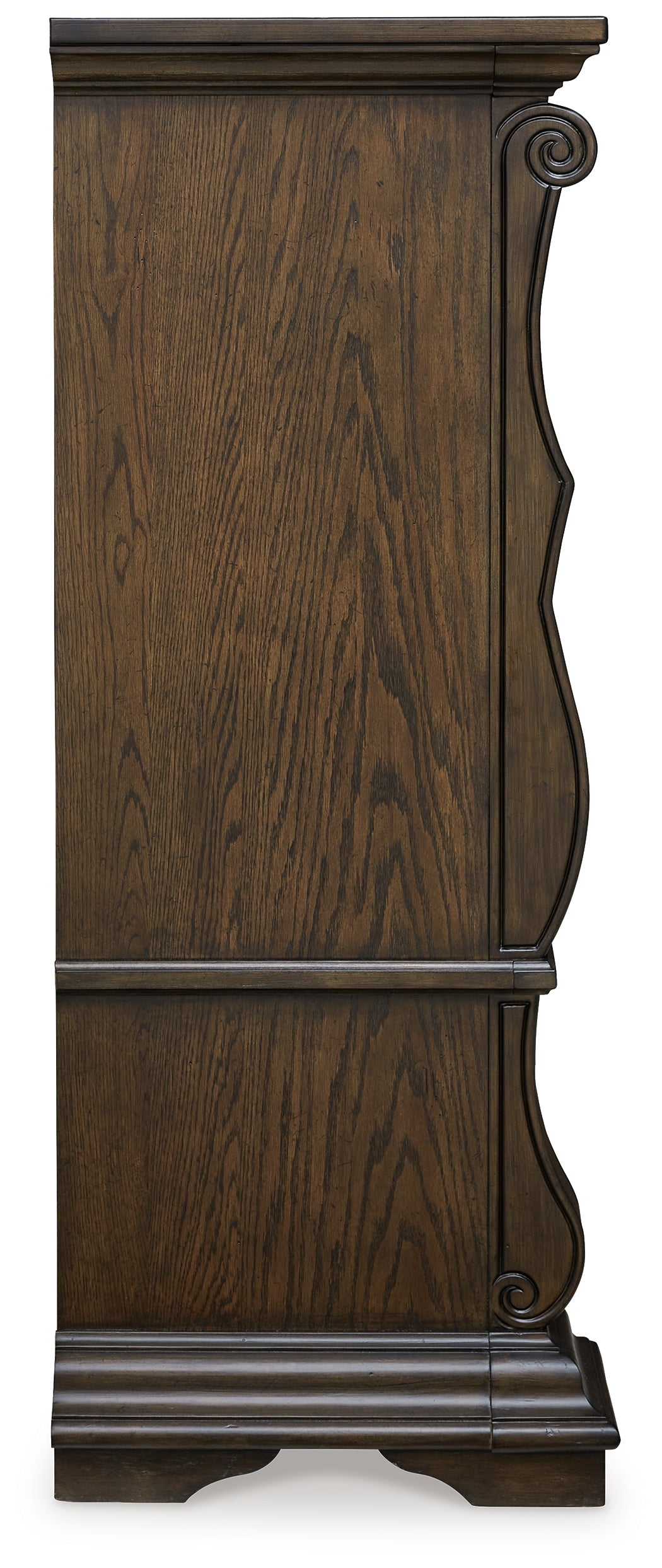 Maylee Queen Upholstered Bed with Mirrored Dresser, Chest and 2 Nightstands in Dark Brown from Ashley - Luna Furniture