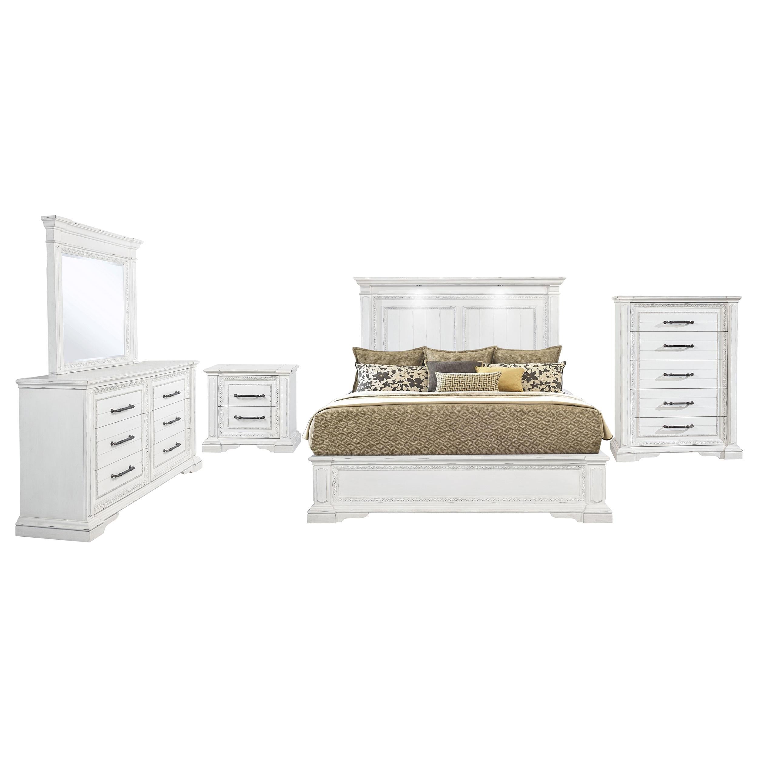 McKinney 5-piece Eastern King Bedroom Set Vintage White - 215871KE-S5