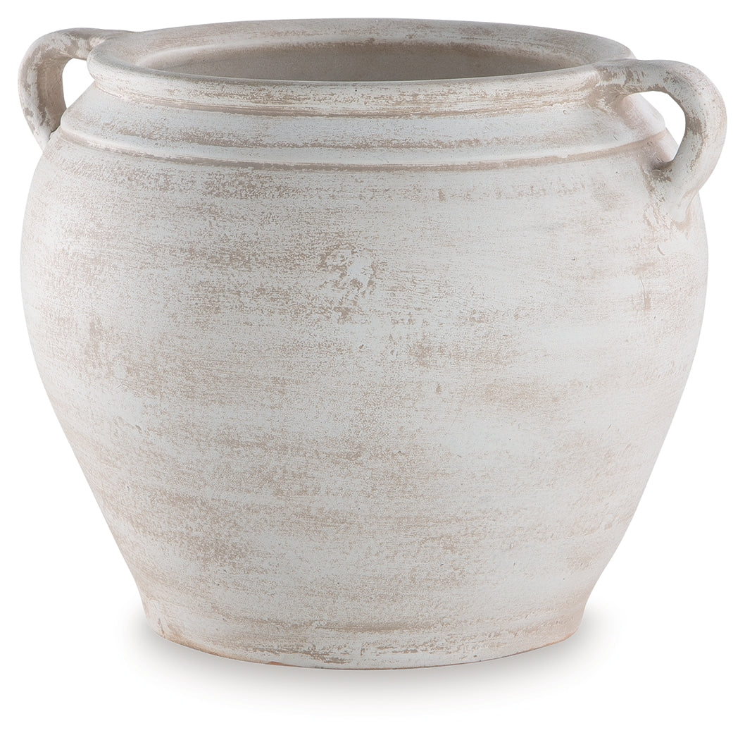 Meadie Distressed White Vase - A2000787