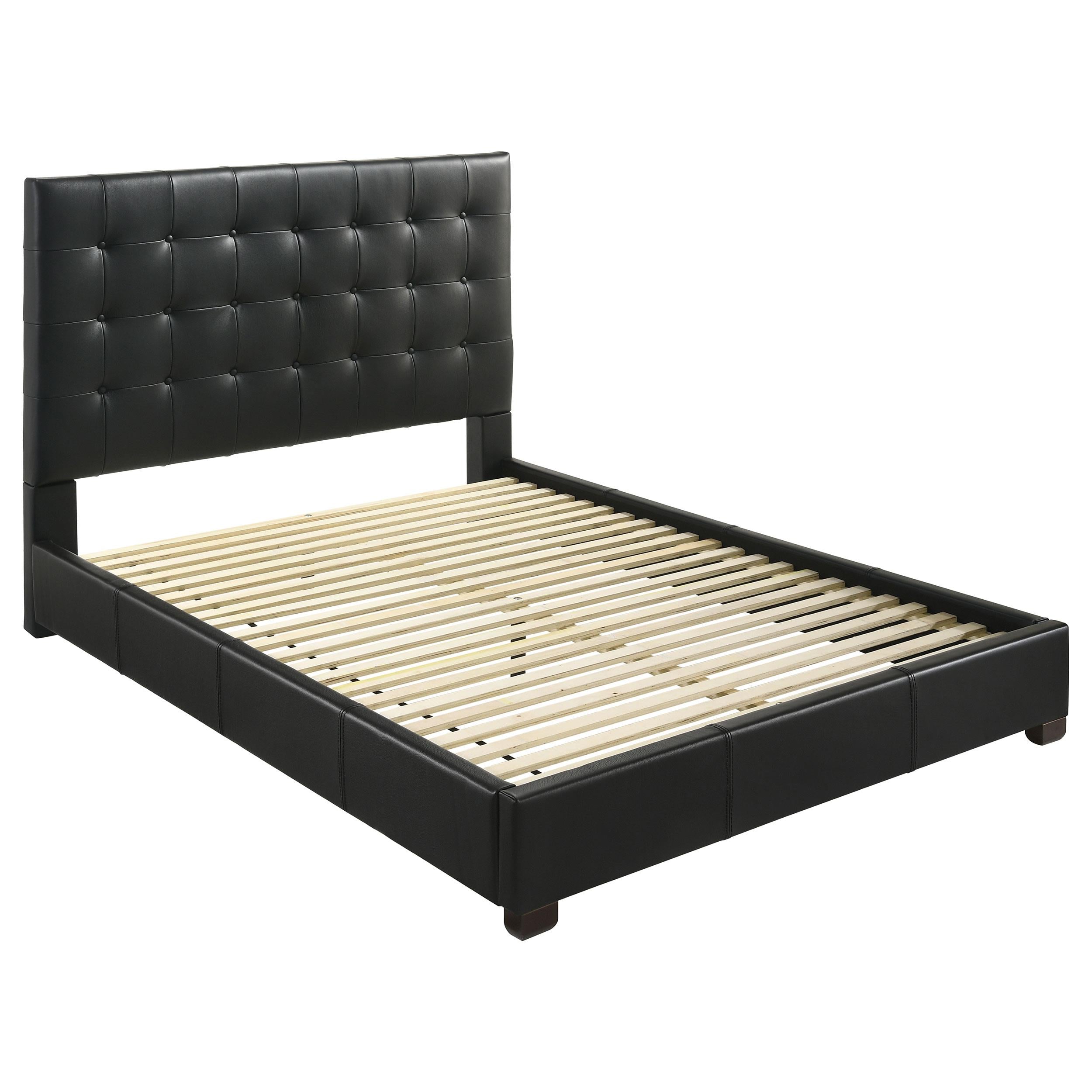 Medley Genuine Leather Eastern King Platform Bed Black - 315911BLKKE