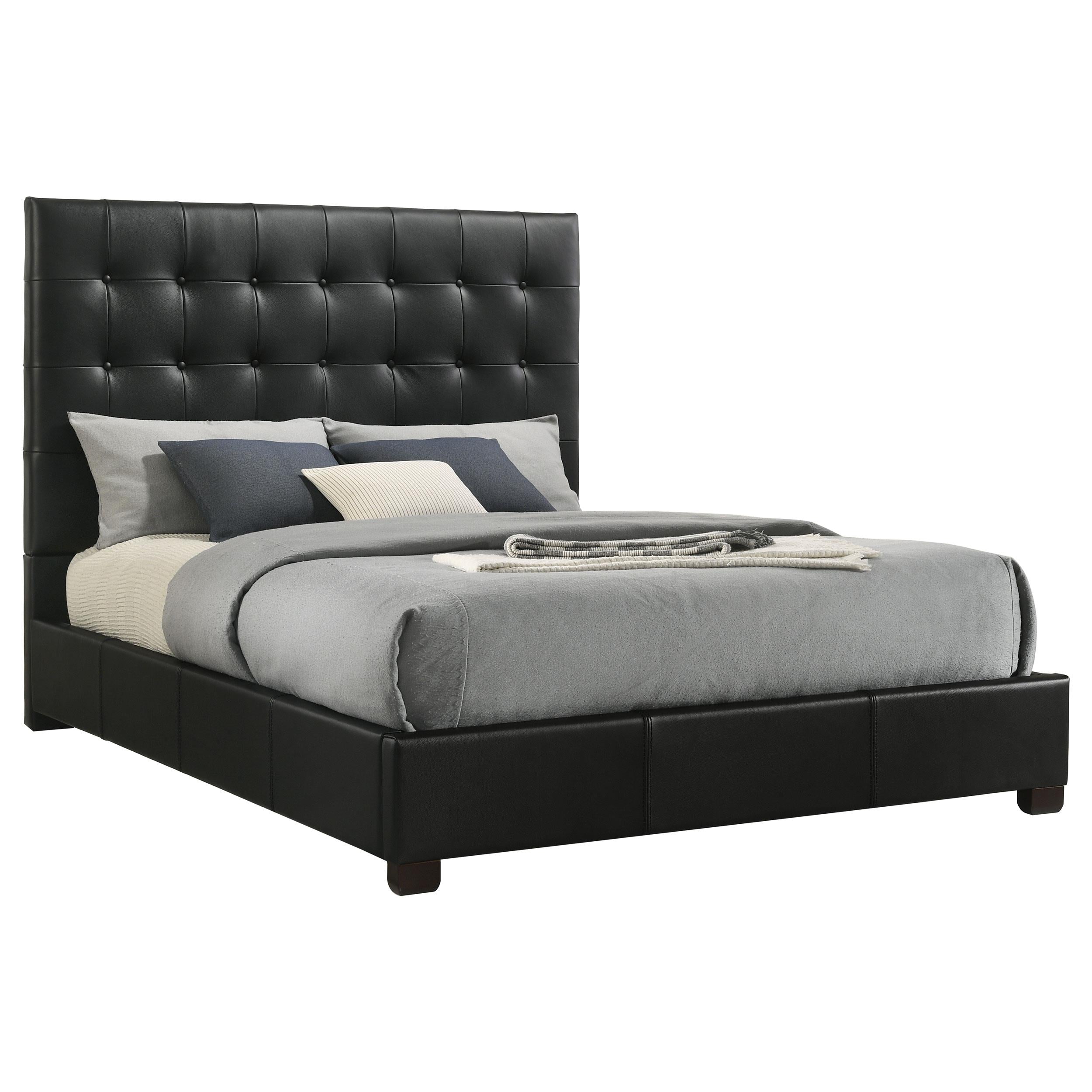 Medley Genuine Leather Eastern King Platform Bed Black - 315911BLKKE