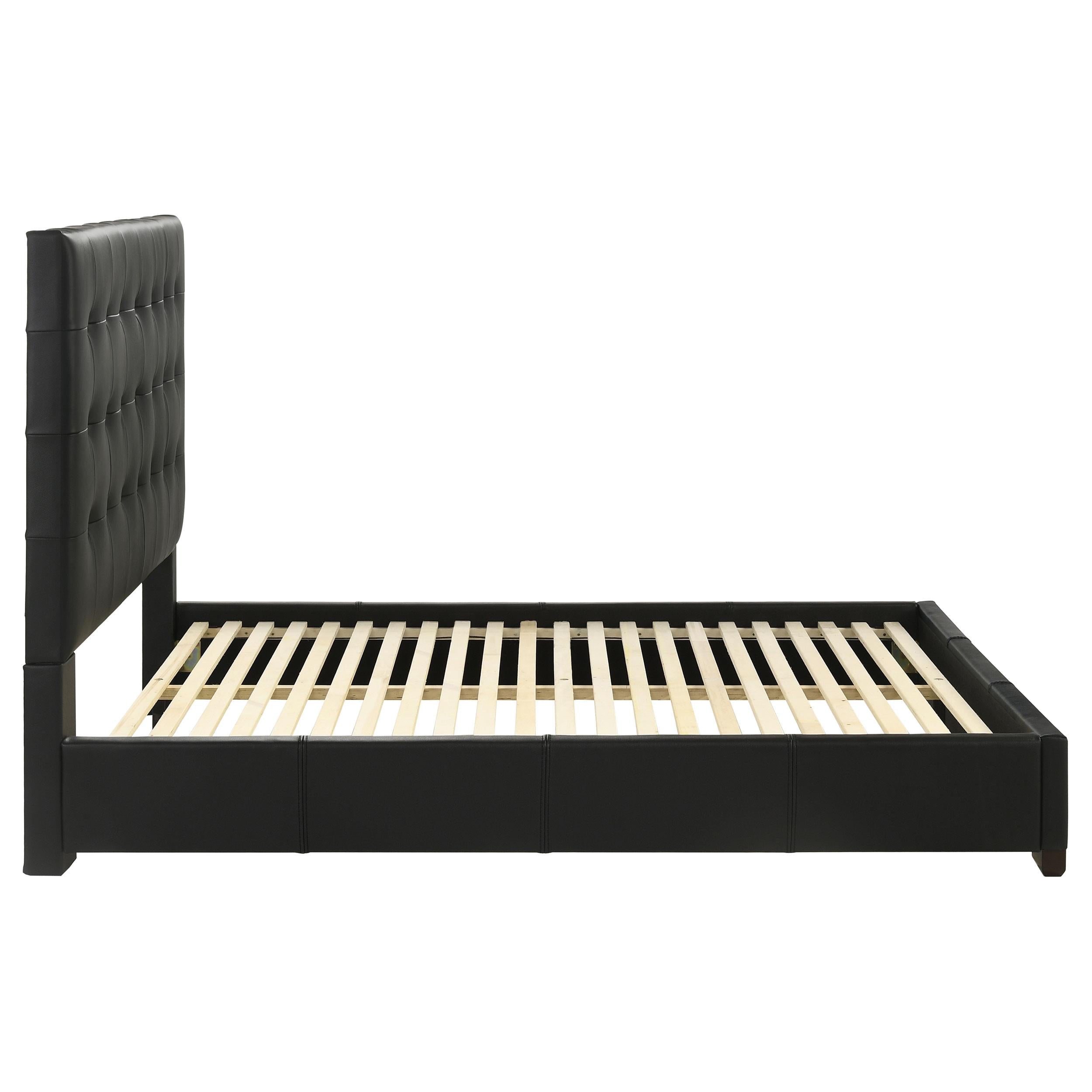 Medley Genuine Leather Eastern King Platform Bed Black - 315911BLKKE