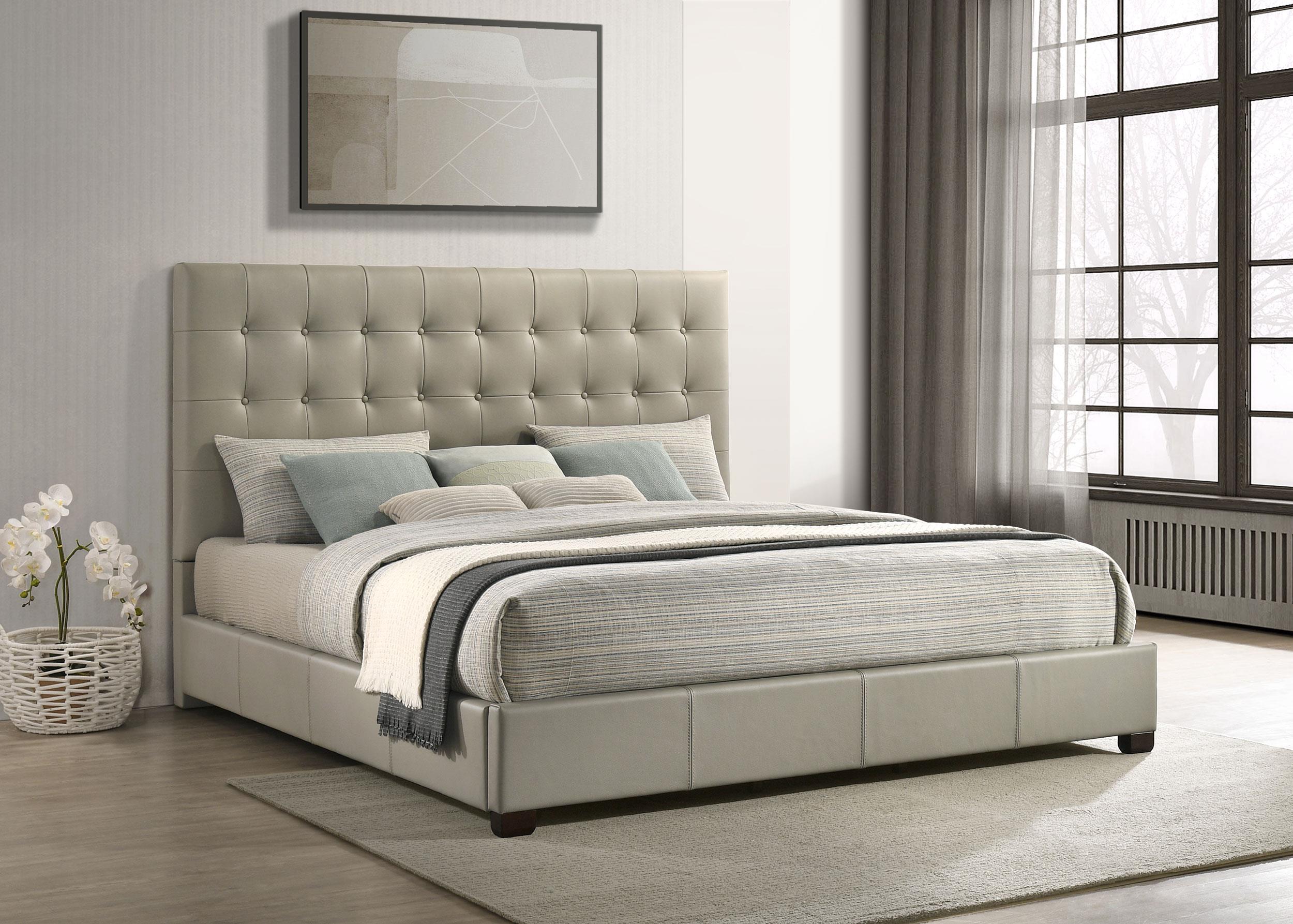 Medley Genuine Leather Eastern King Platform Bed Tan - 315911TANKE