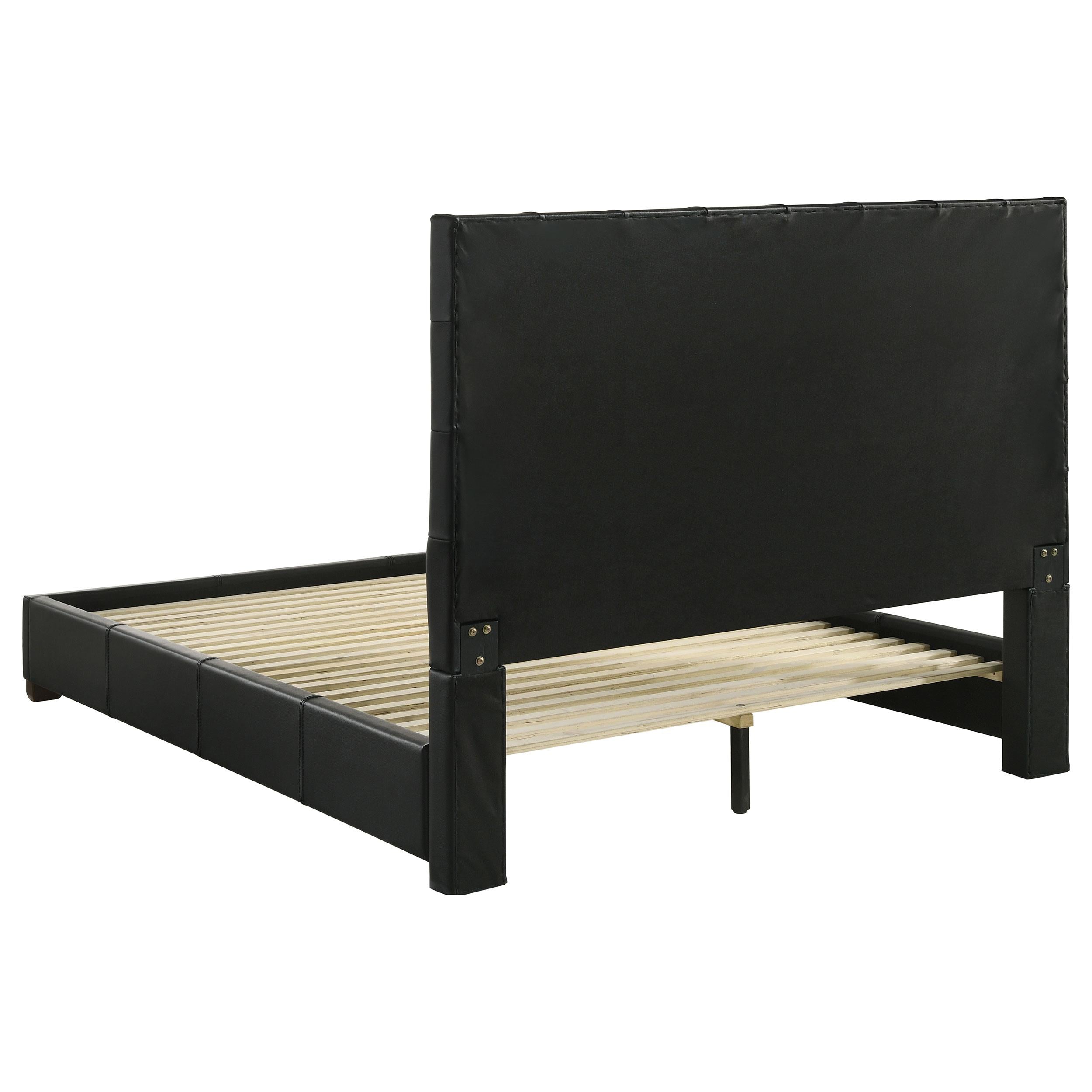Medley Genuine Leather Queen Panel Platform Bed Black - 315911BLKQ