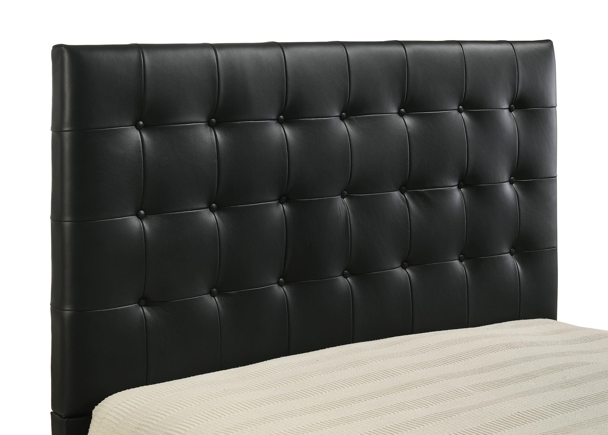 Medley Genuine Leather Queen Panel Platform Bed Black - 315911BLKQ
