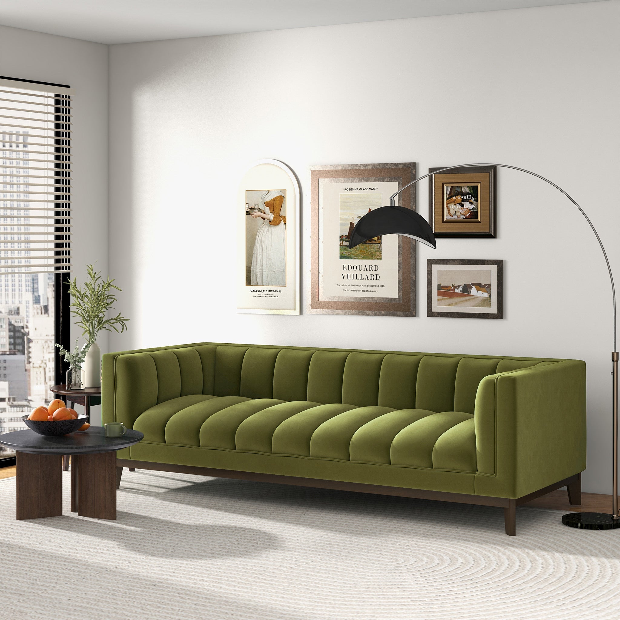 Melissa Mid-Century Green Velvet Modern Sofa - SOF00402202