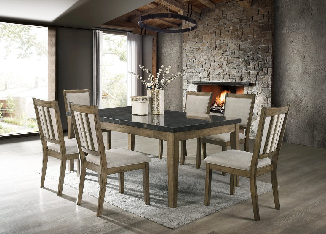 Melstone - (GENUINE MARBLE) Table & 6-Chairs - MELSTONE