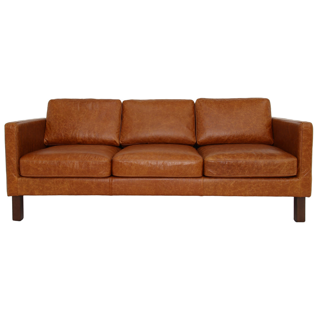 Memphis Waxy Cognac Leather Sofa - SOF00105501