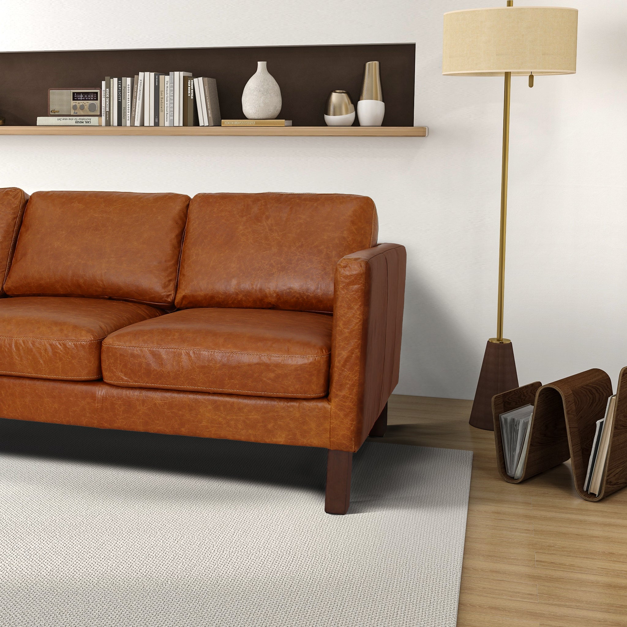 Memphis Waxy Cognac Leather Sofa - SOF00105501