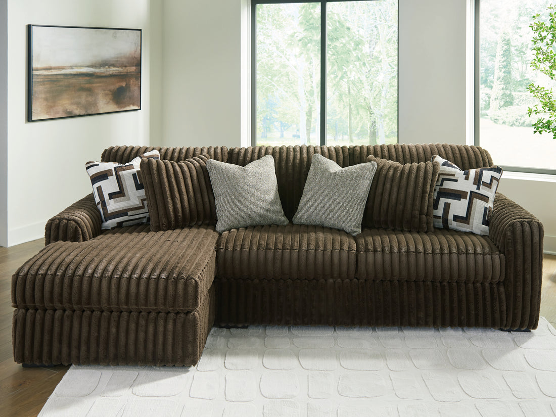 Midnight-Madness Chocolate 2-Piece Sectional Sofa with Chaise - 98104S1