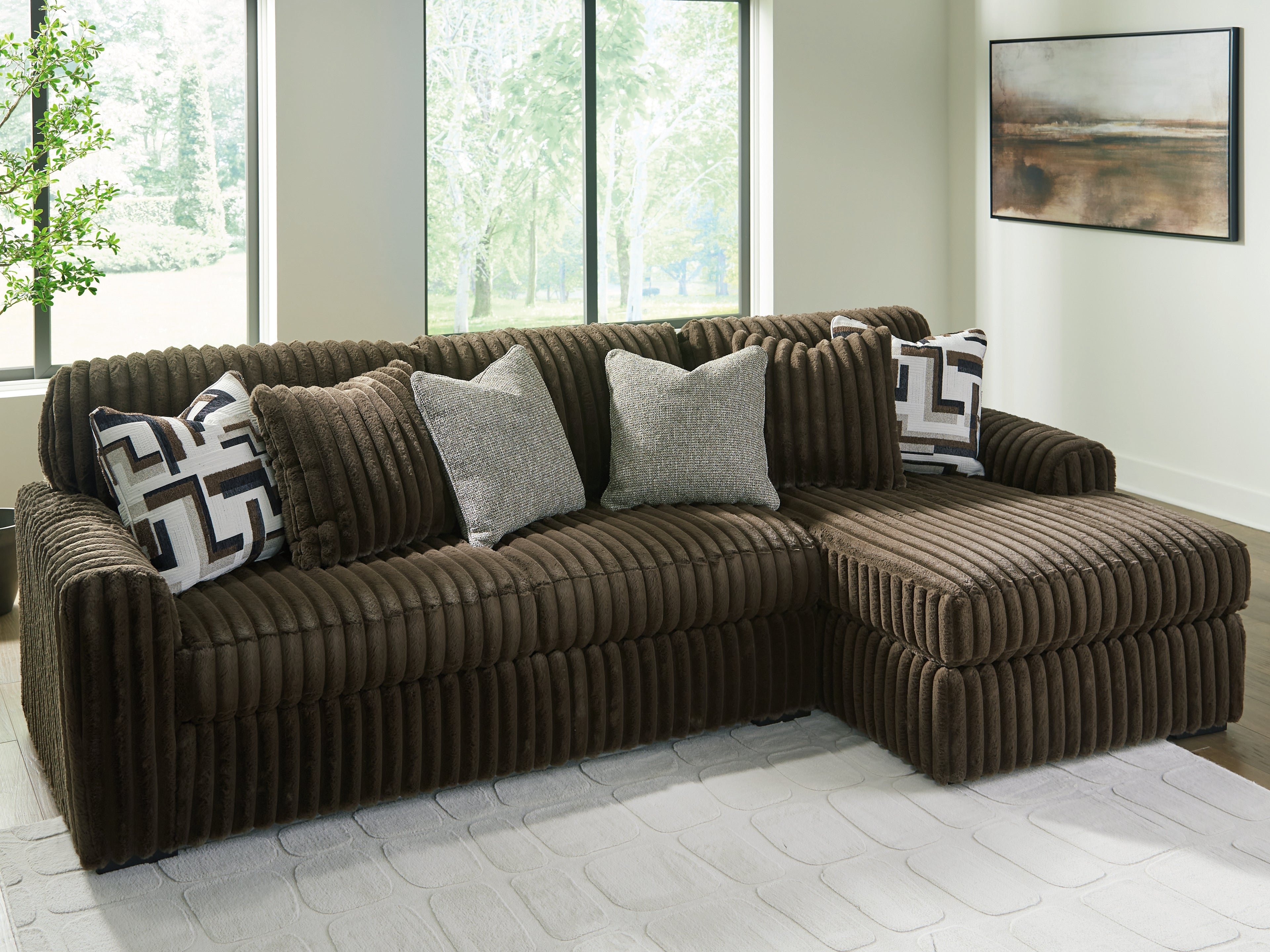 Midnight-Madness Chocolate 2-Piece Sectional Sofa with Chaise - 98104S2