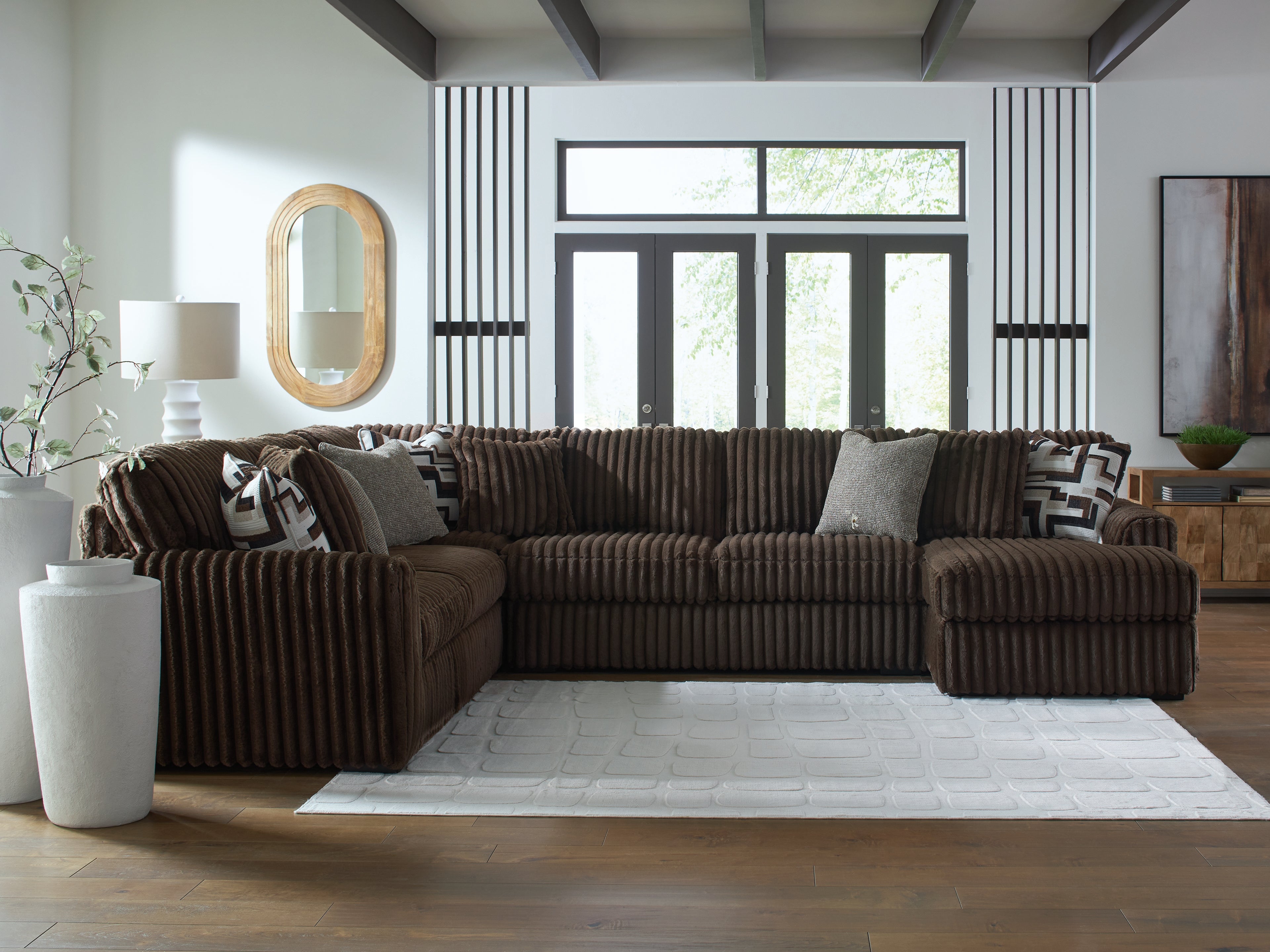 Midnight-Madness Chocolate 4-Piece Sectional with Chaise - 98104S3