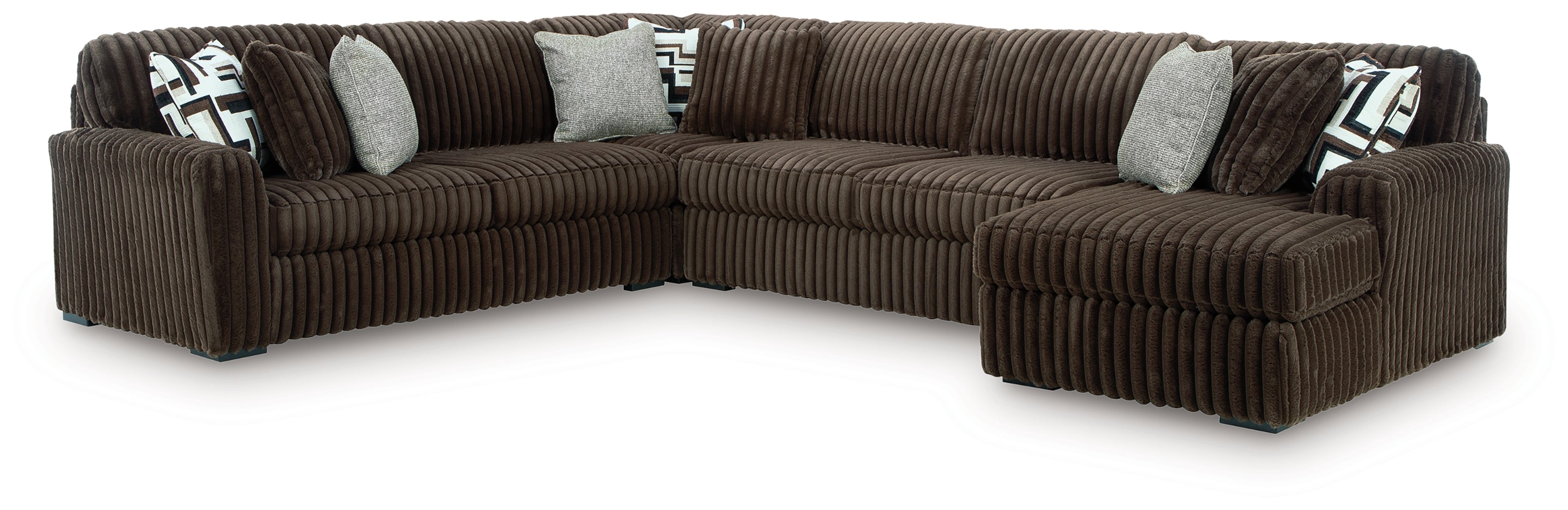 Midnight-Madness Chocolate 4-Piece Sectional with Chaise - 98104S3