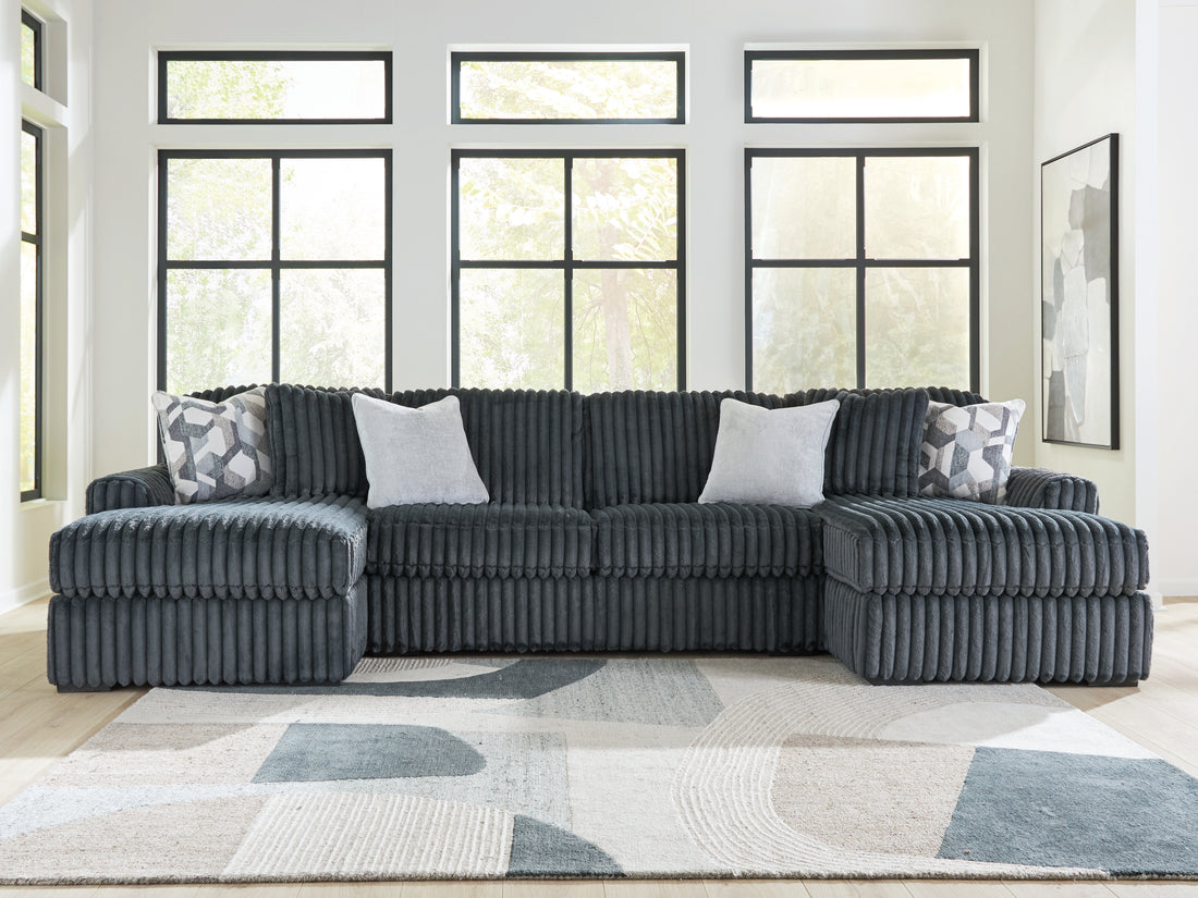 Midnight-Madness Gunmetal 3-Piece Double Chaise Sectional - 98105S7