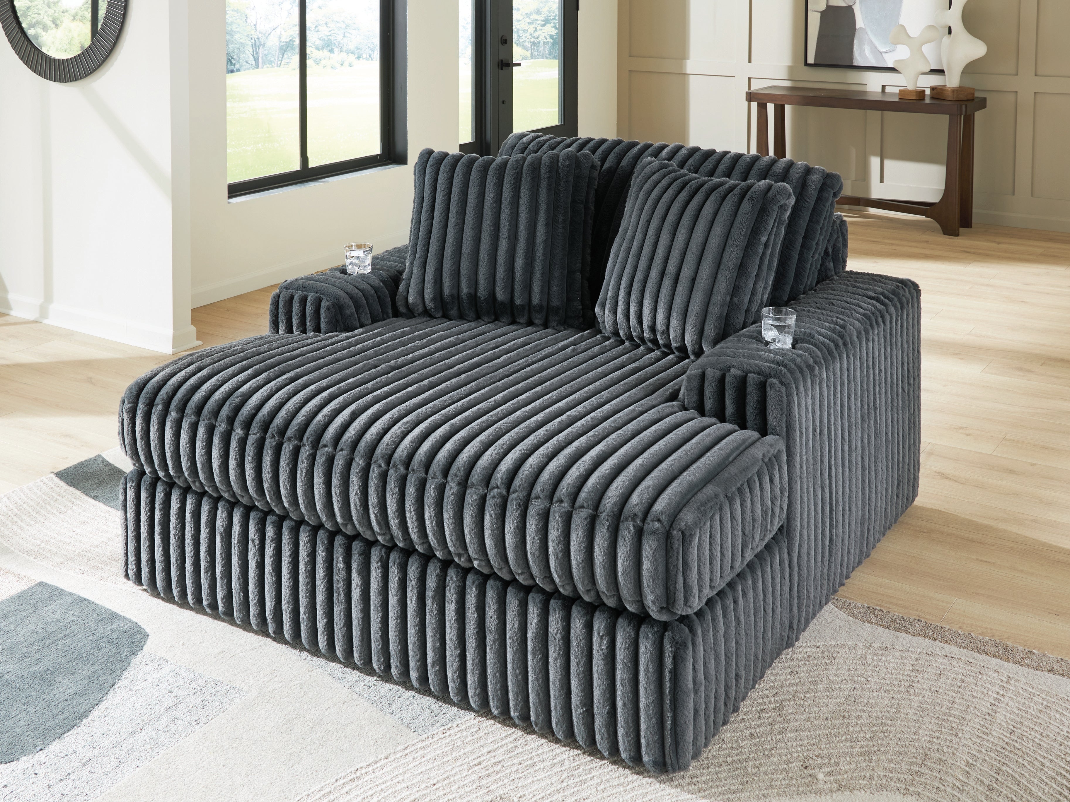 Midnight-Madness Gunmetal Oversized Chaise - 9810515