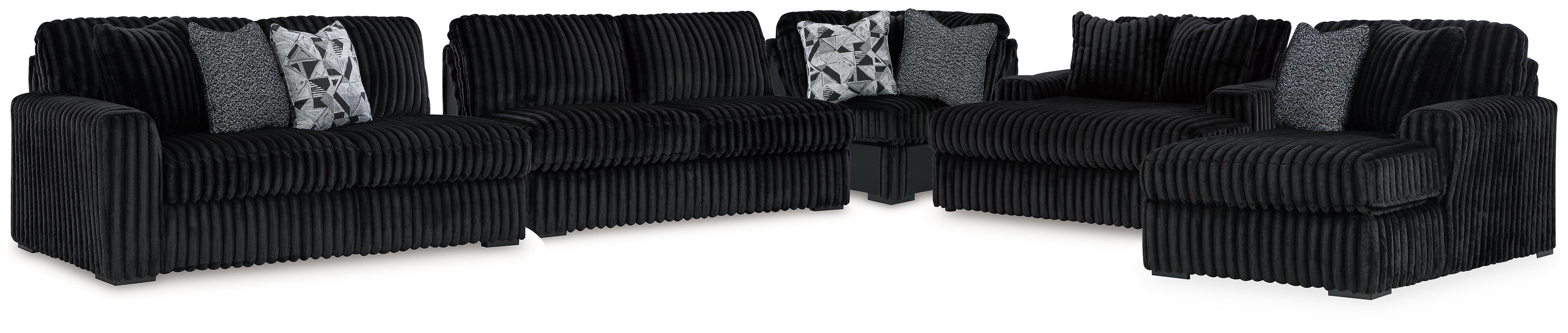 Midnight-Madness Onyx 4-Piece Sectional and Oversized Chaise - 98103U2