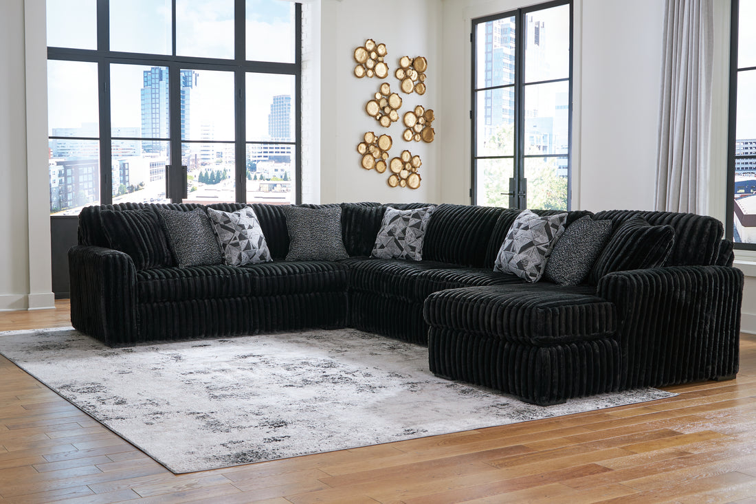 Midnight-Madness Onyx 4-Piece Sectional with Chaise - 98103S3