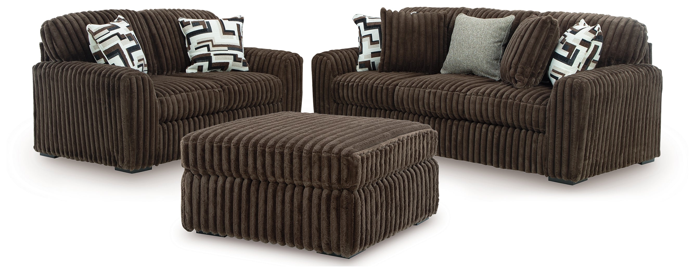 Midnight-Madness Sofa, Loveseat and Oversized Accent Ottoman - 98104U2