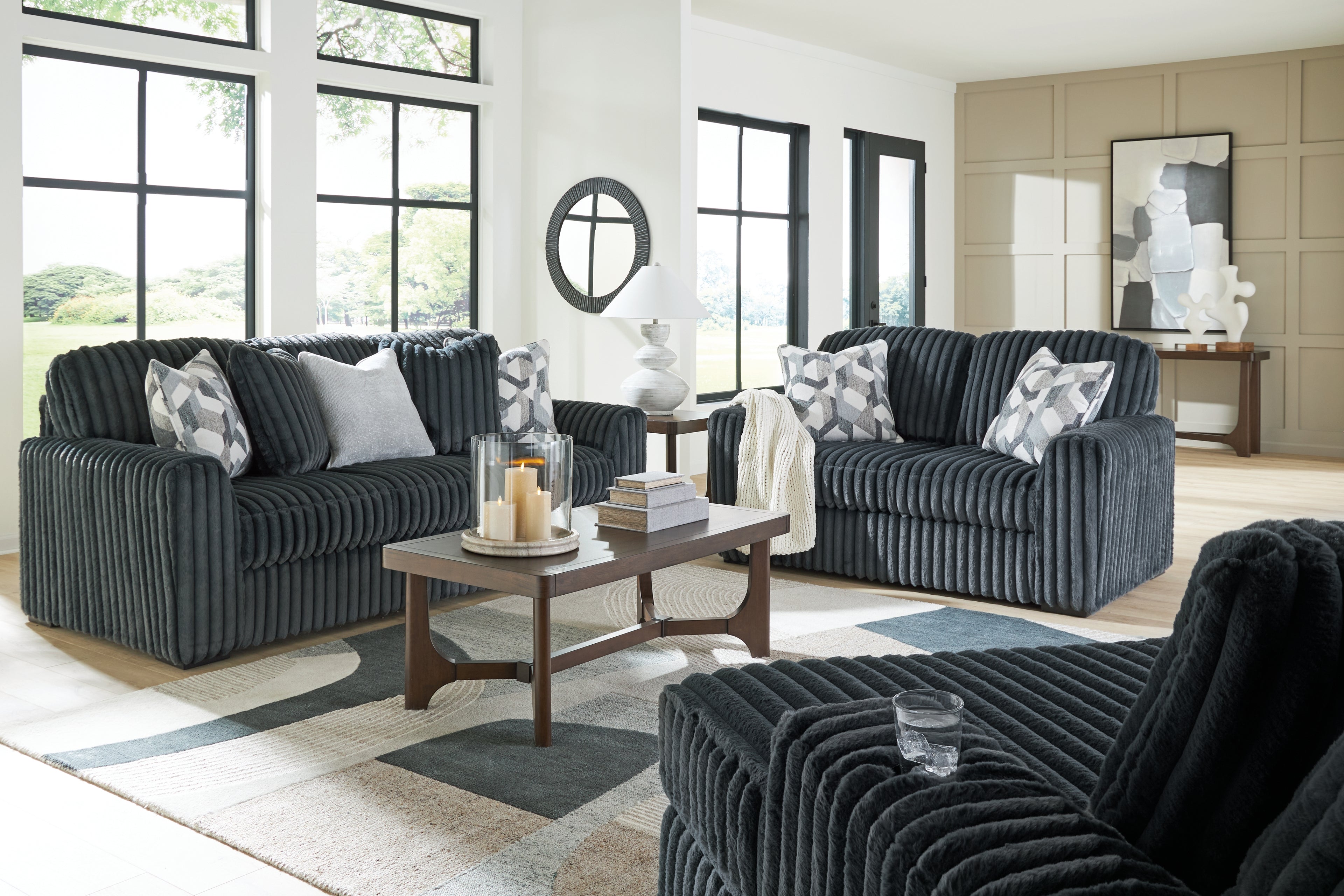 Midnight-Madness Sofa, Loveseat and Oversized Chaise - 98105U2