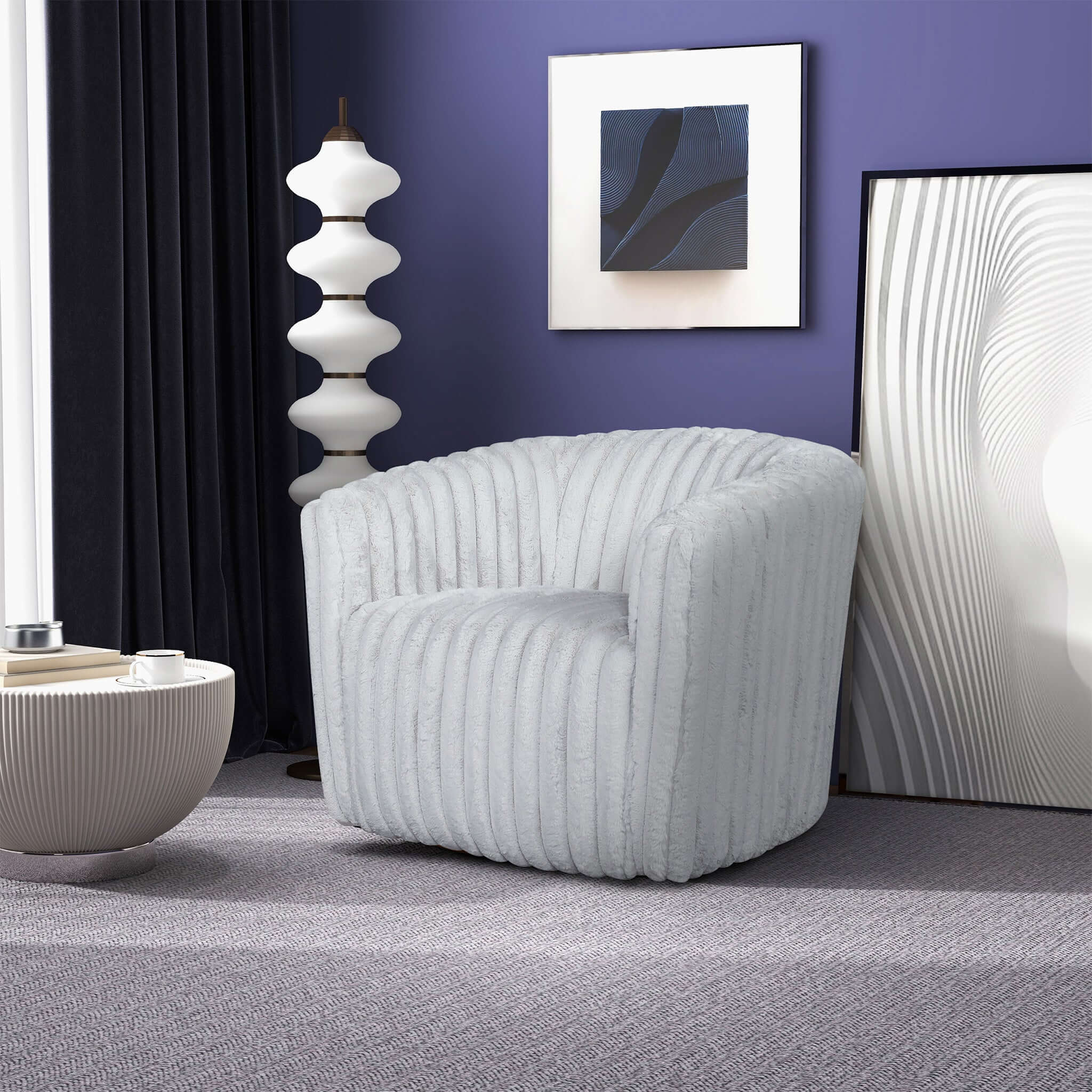 Mira Light Grey Velvet Swivel Chair - SCH03500301