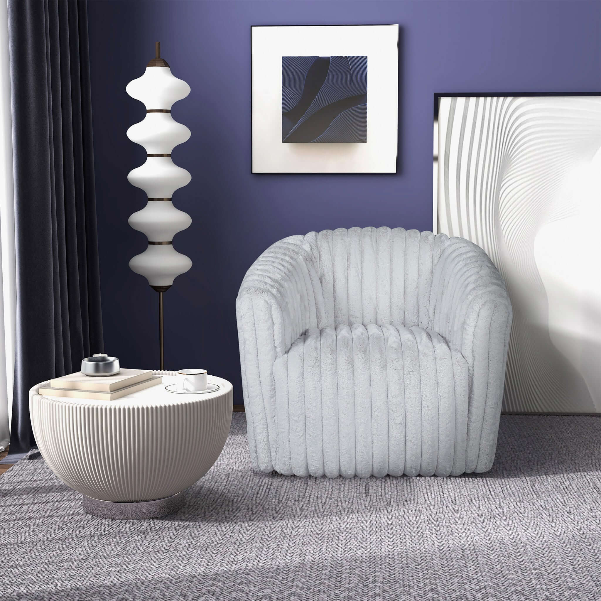 Mira Light Grey Velvet Swivel Chair - SCH03500301