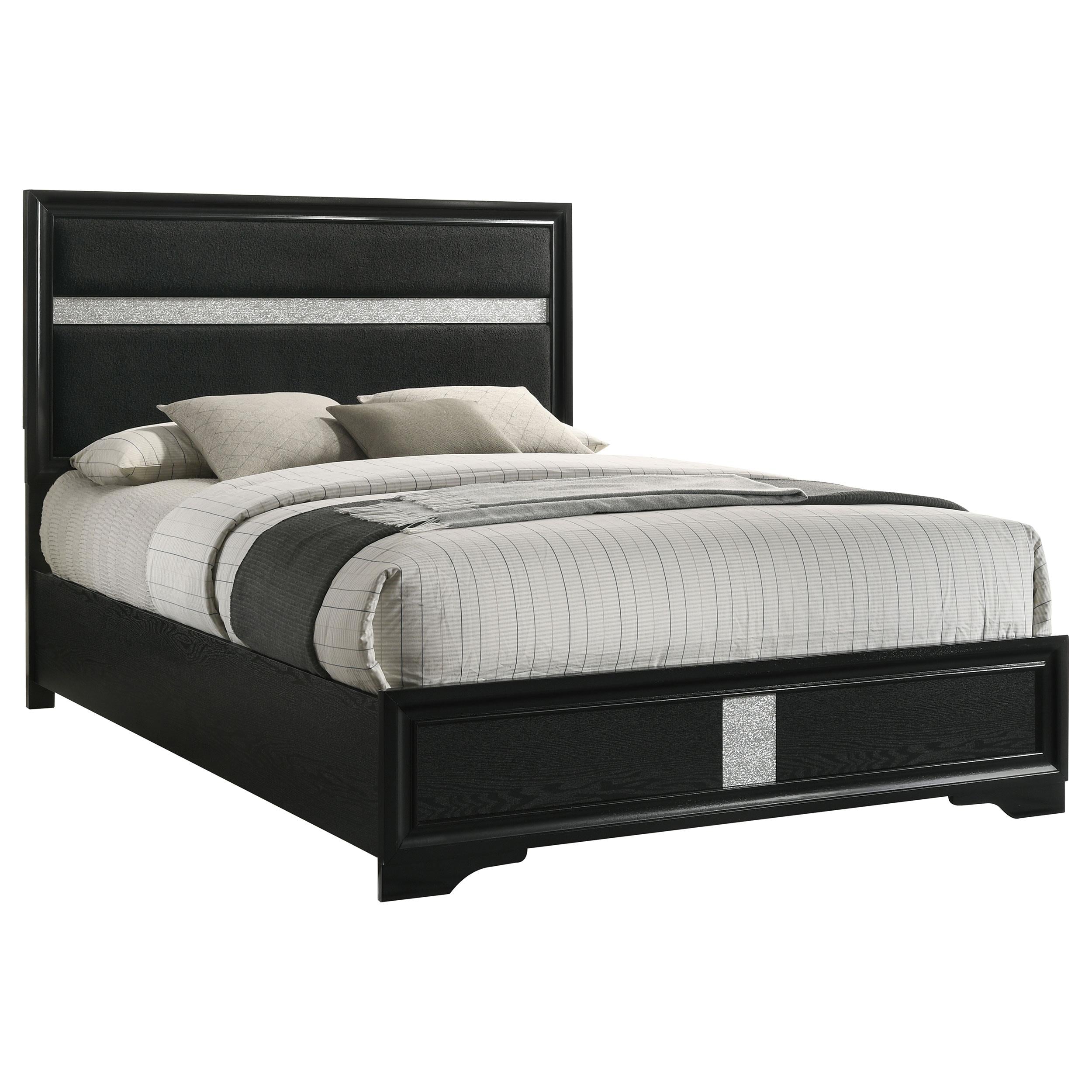 Miranda 55-inch Upholstered Eastern King Panel Bed Black - 206360KE