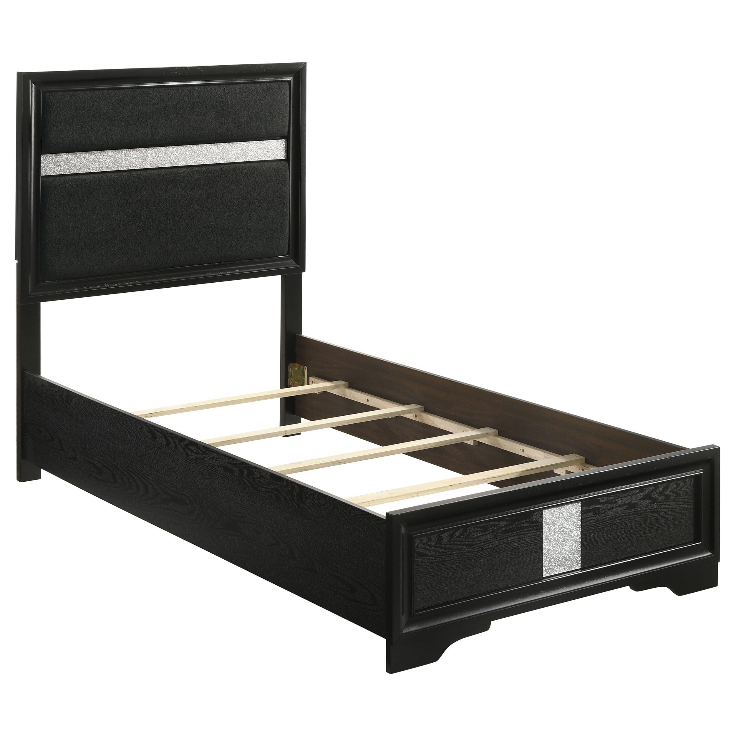 Miranda 55-inch Upholstered Twin Panel Bed Black - 206360T