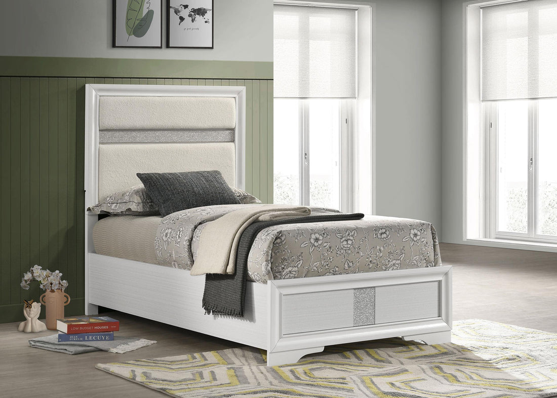 Miranda 55-inch Upholstered Twin Panel Bed White - 205110T